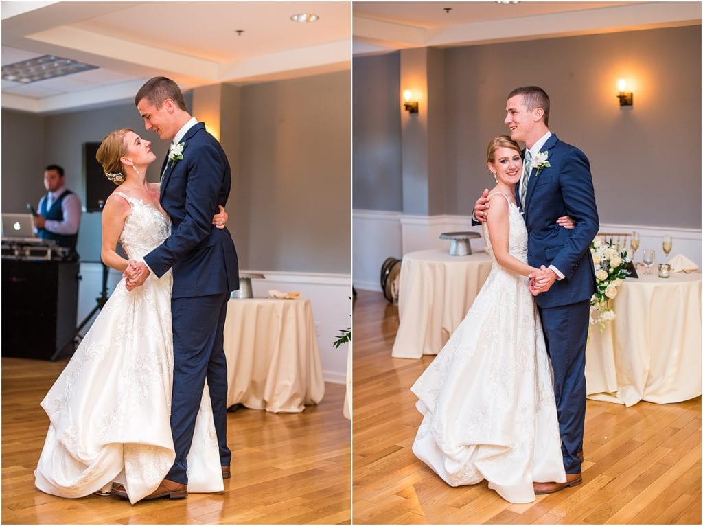 bride and groom first dance at the portsmouth country club