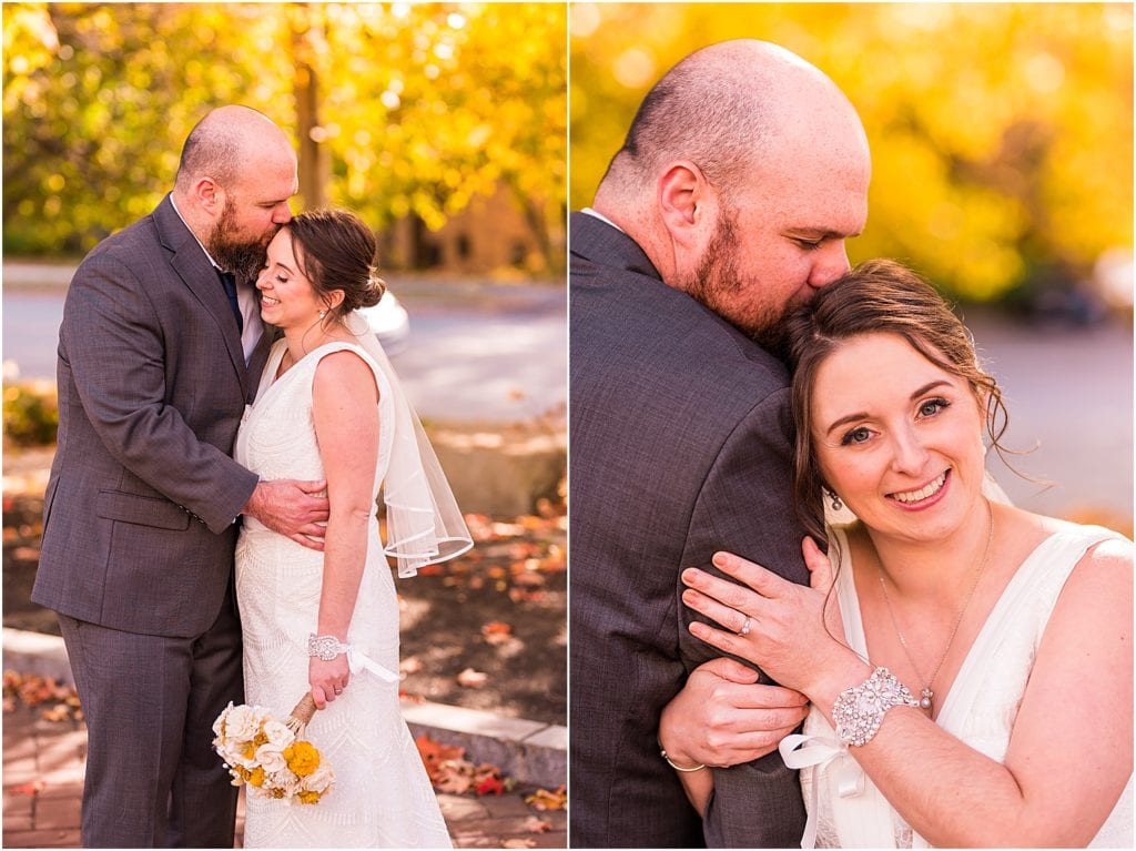 bride and groom portraits in autumn