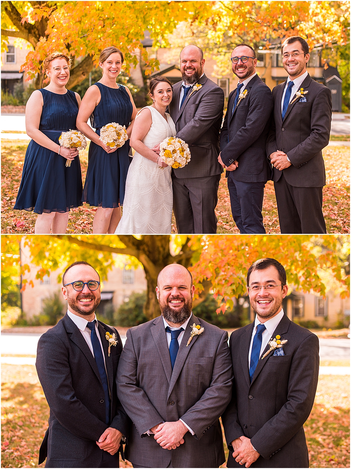 bridal party in autumn