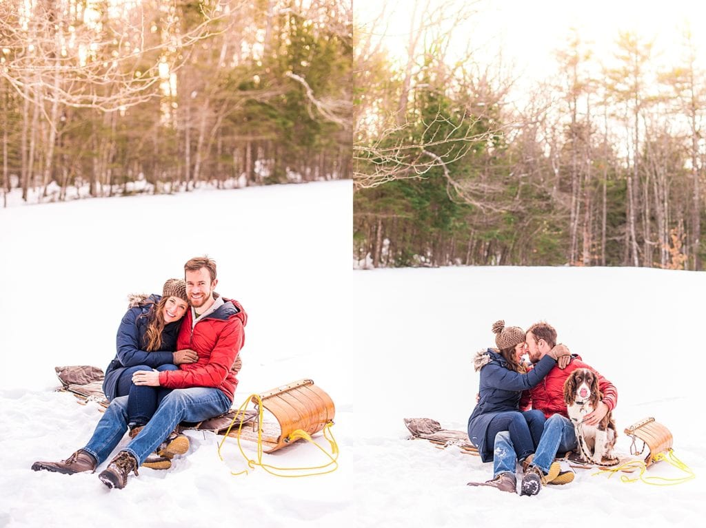 sledding engagement photos