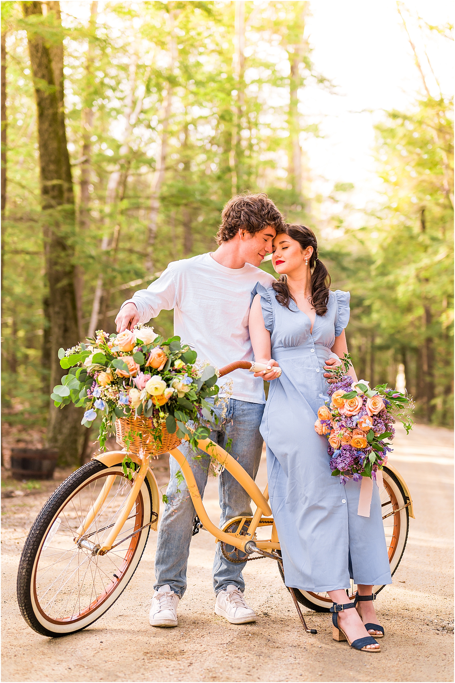 engagement photos with bike
