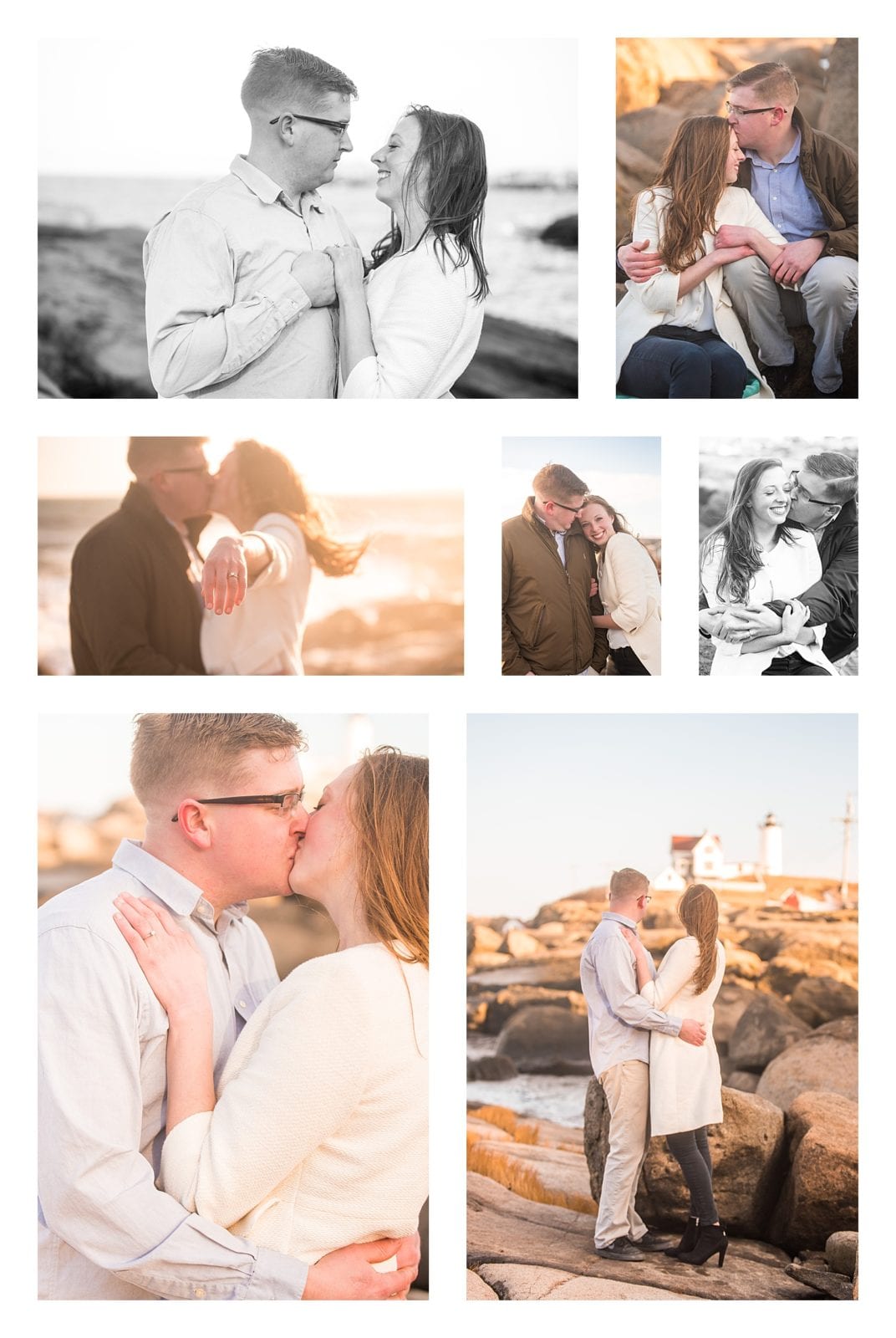 tracey and sean's dreamy engagement session at Nubble Lighthouse in January