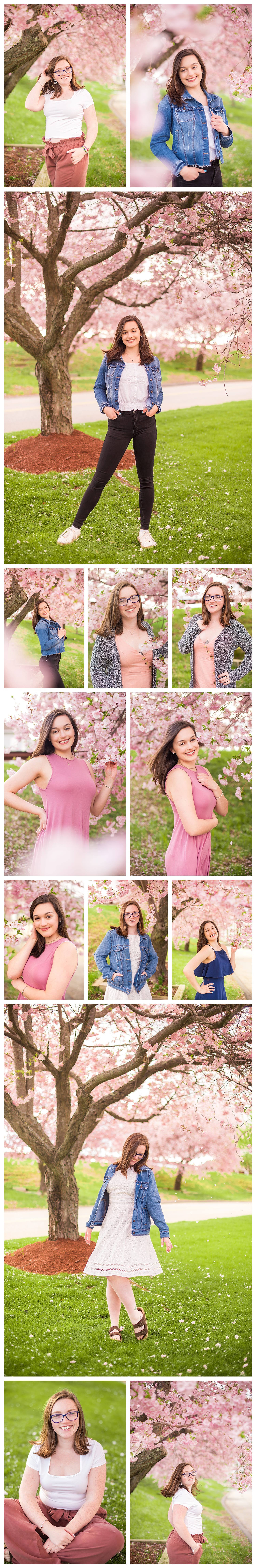portraits of girls with pink flowers