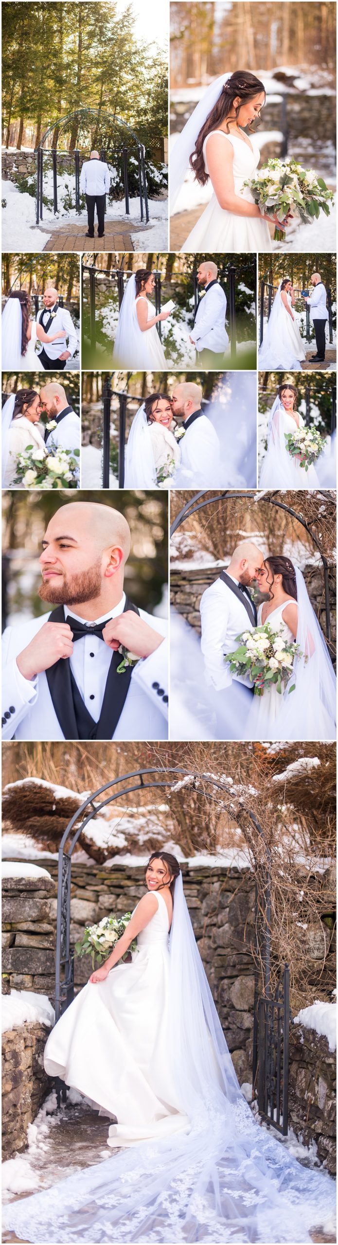 first look from a winter wedding at the wedgewood granite rose