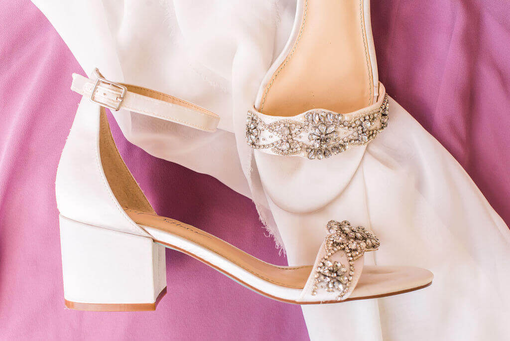 wedding shoes with silver bead accents