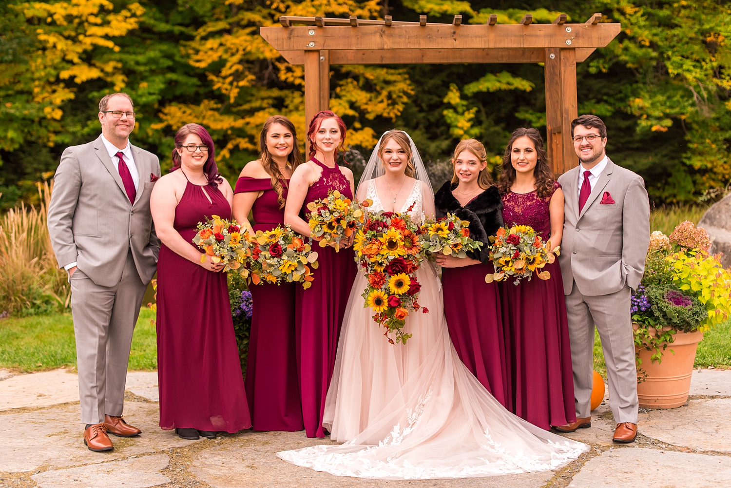 bride and bridesmaids during Mount Sunapee Resort Wedding in New Hampshire