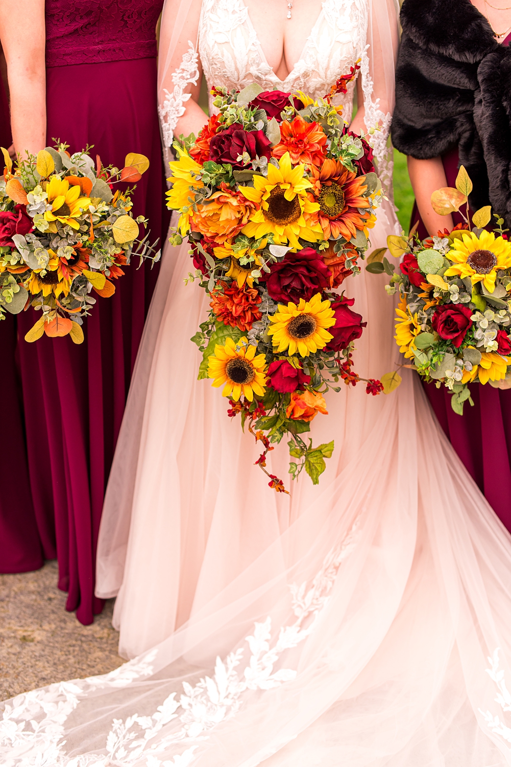 stunning fall wedding flower bouquets from Mount Sunapee Resort Wedding in New Hampshire
