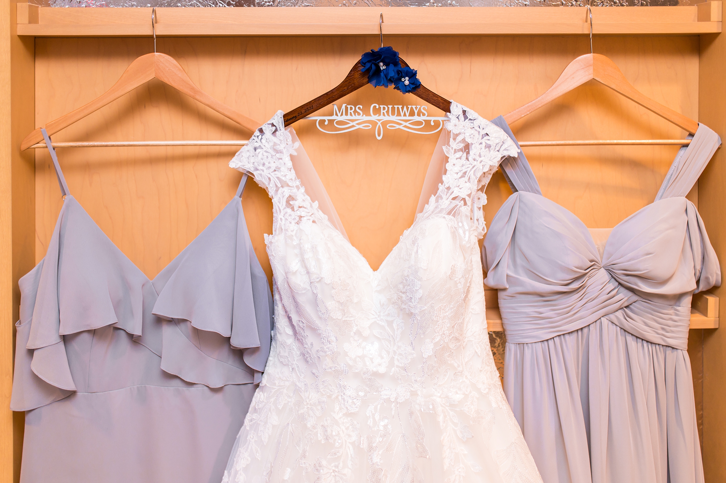 wedding dress and bridesmaid dress