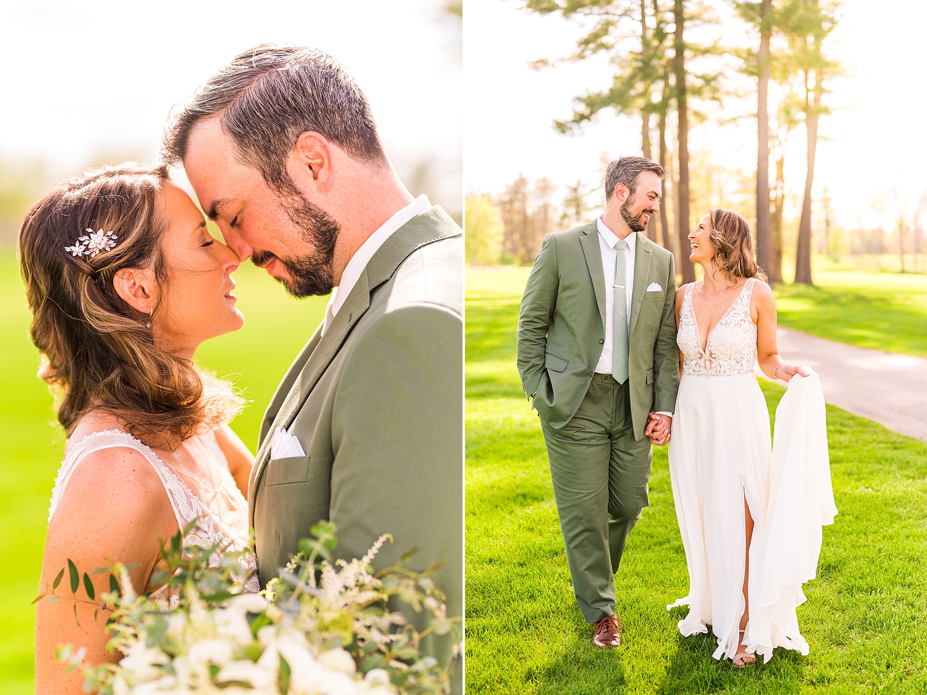 golden hour wedding portraits at Manchester Country Club Wedding