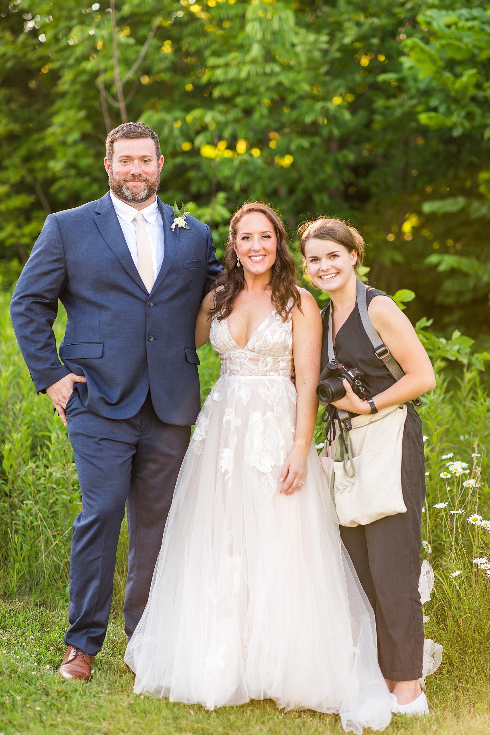 Southern NH wedding photographer Allison clarke with couple on wedding day 