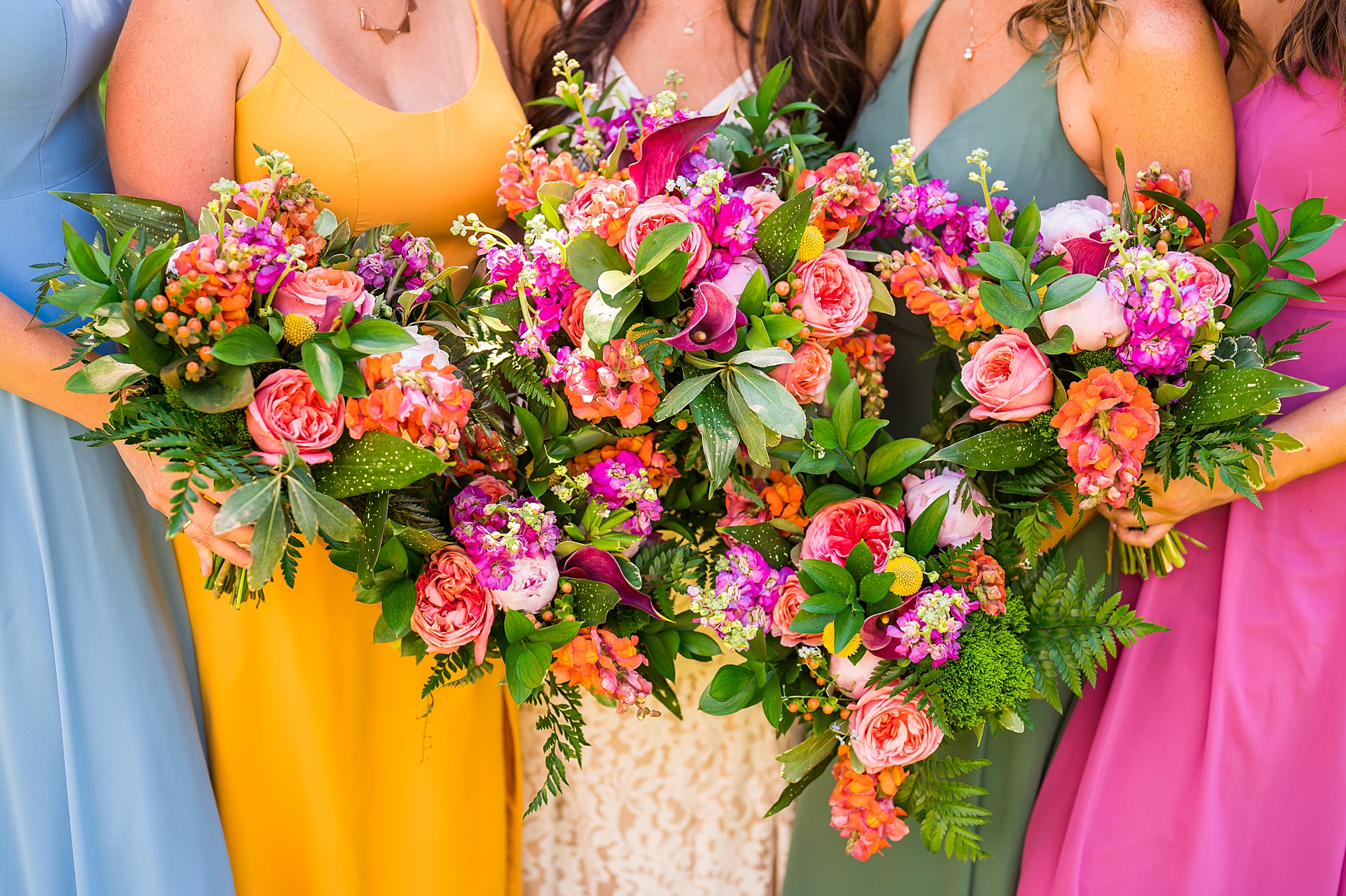 bright + vibrant wedding flower bouquets from Bright + Colorful NH Summer Wedding at Waterville Valley Resort