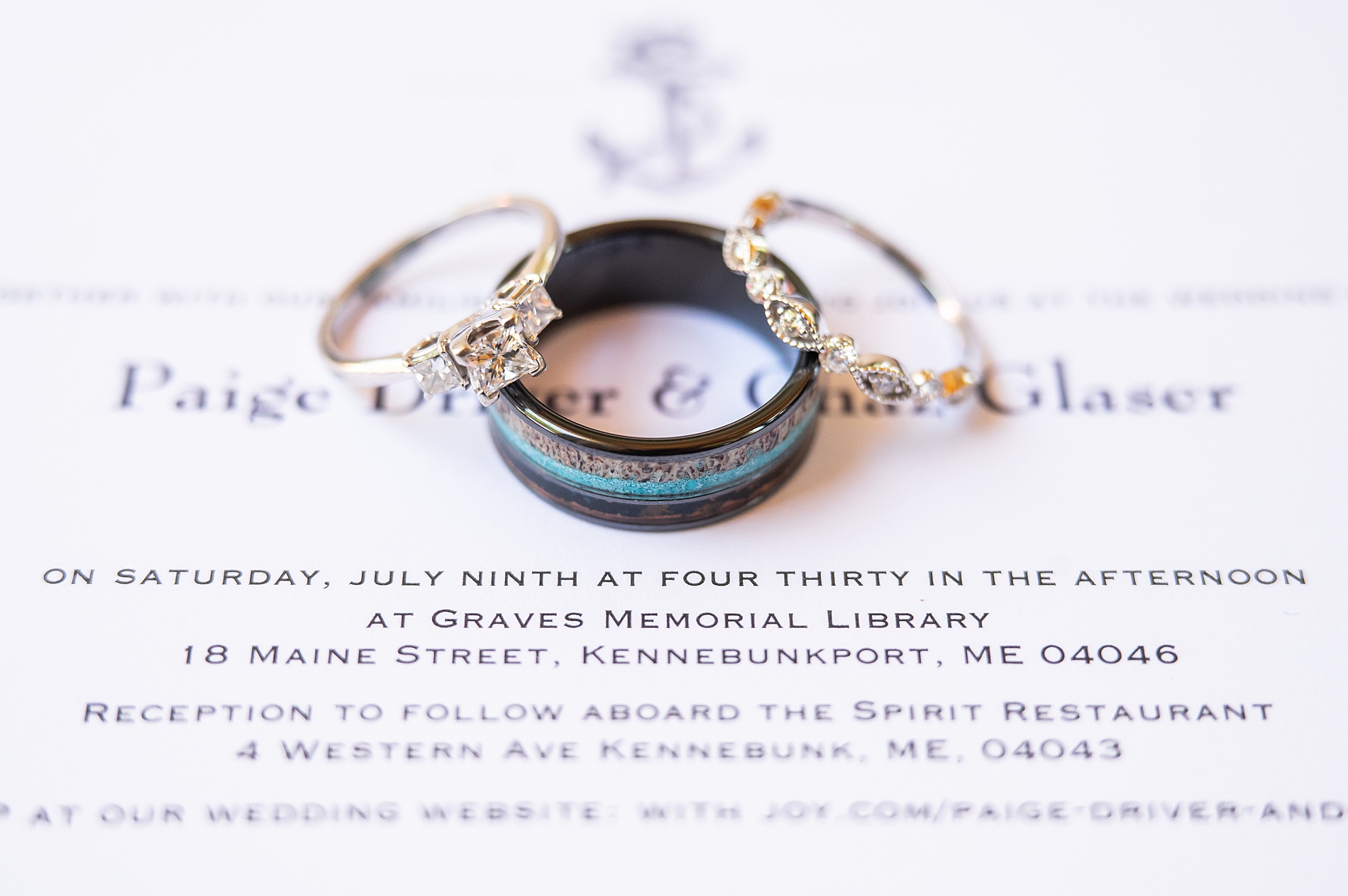 wedding rings on invitations
