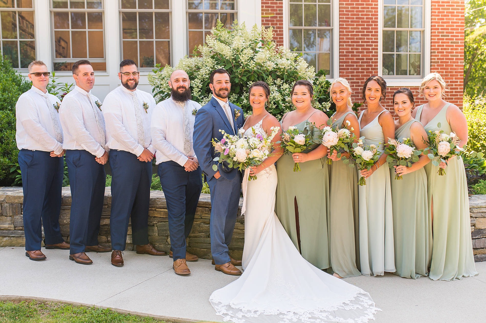 bridal party before Timeless Sunset Beach Wedding in Kennebunkport, ME