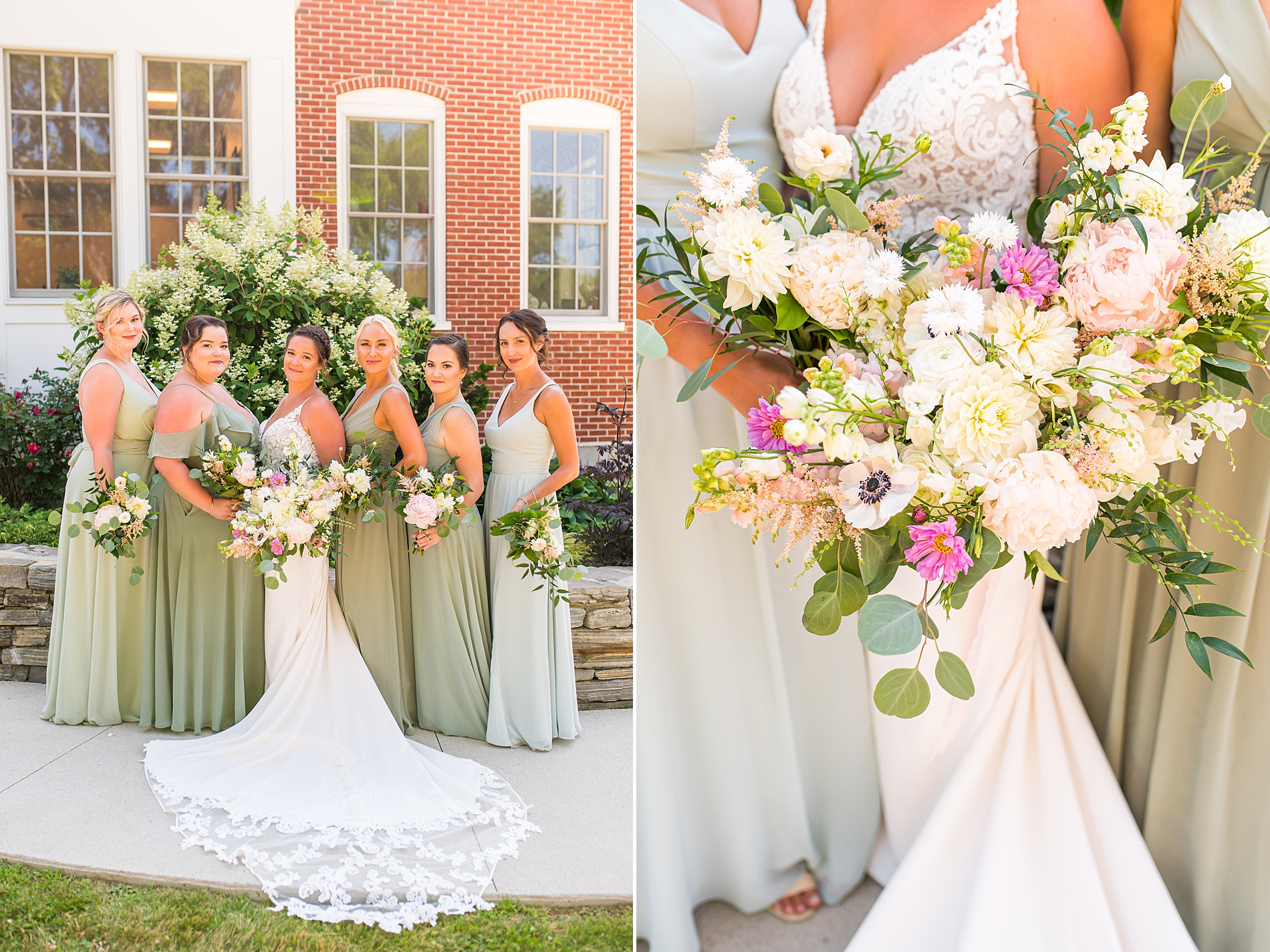 bride and bridesmaids with timeless and classic wedding bouquets 