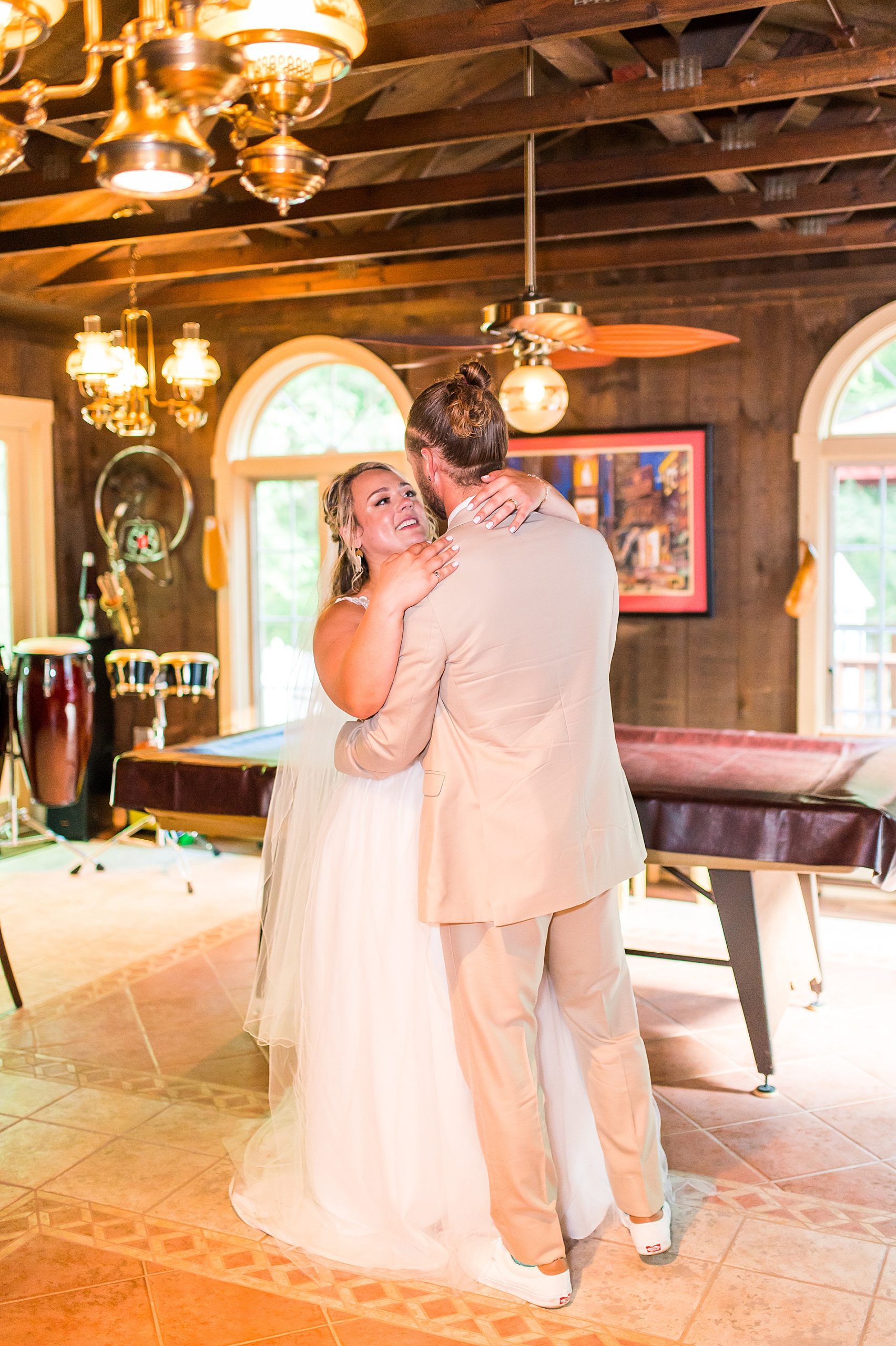 couple dance together at Garden Inspired Connecticut Wedding reception 