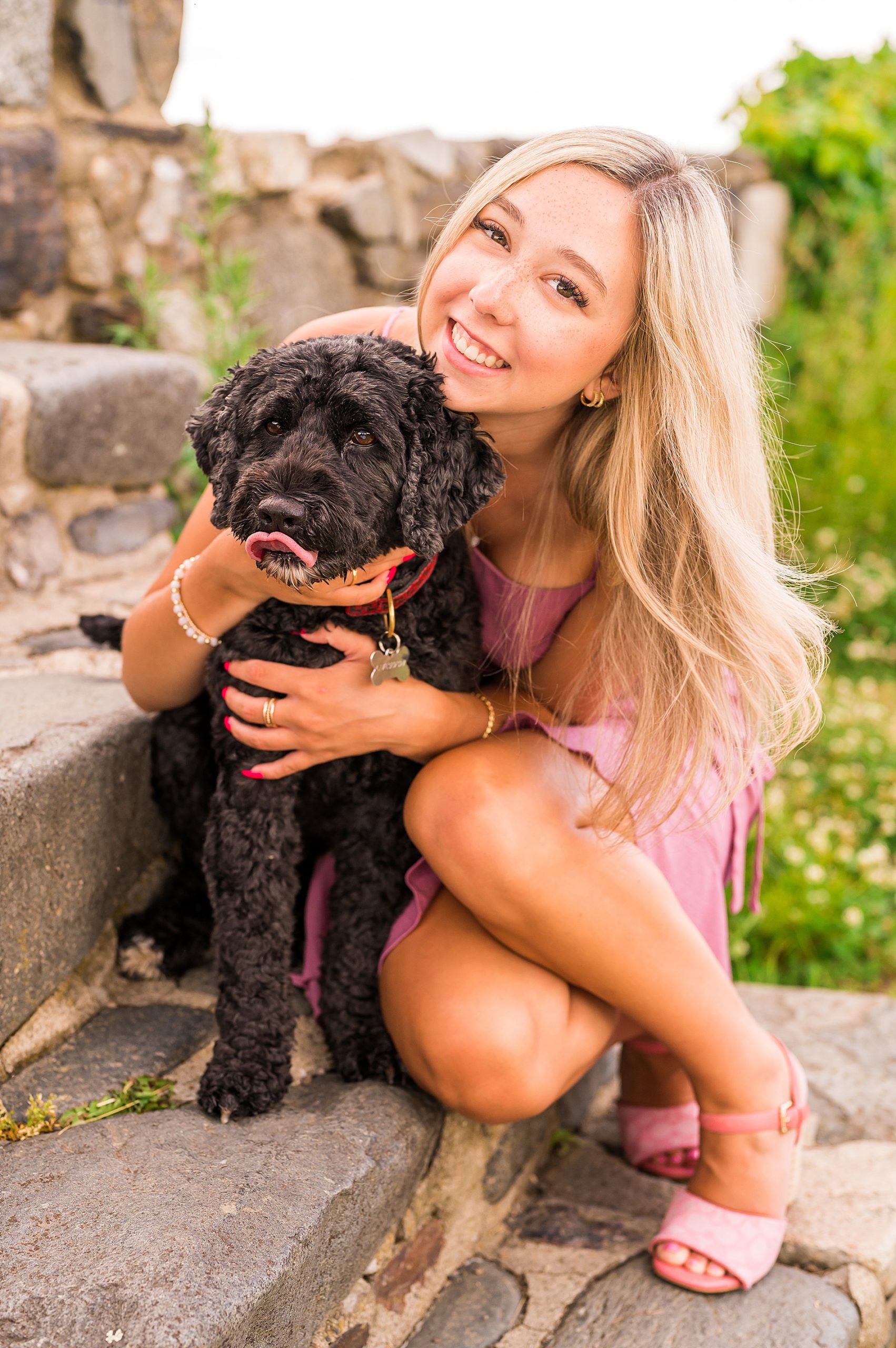 senior girl with her dog