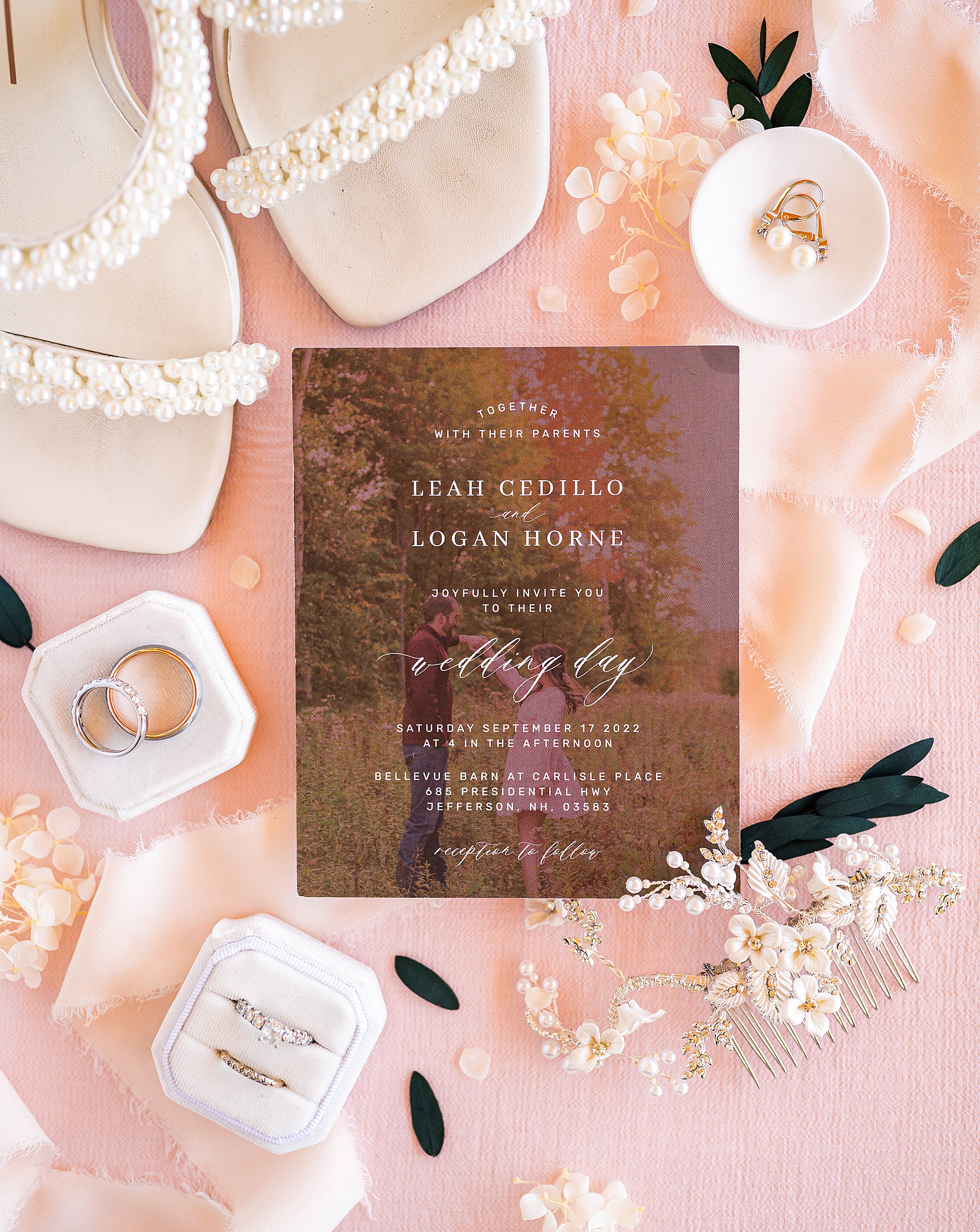 wedding invitations and details from Bellevue Barn Summer Wedding