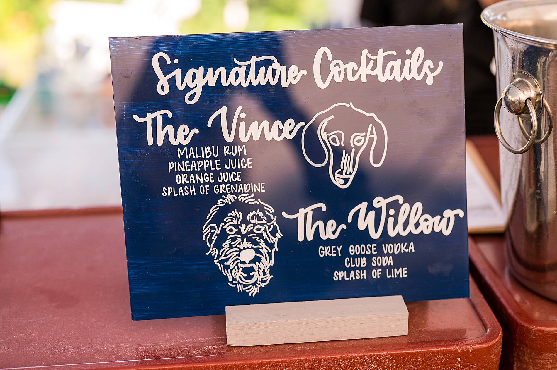 signature drink sign featuring two drinks named after dogs