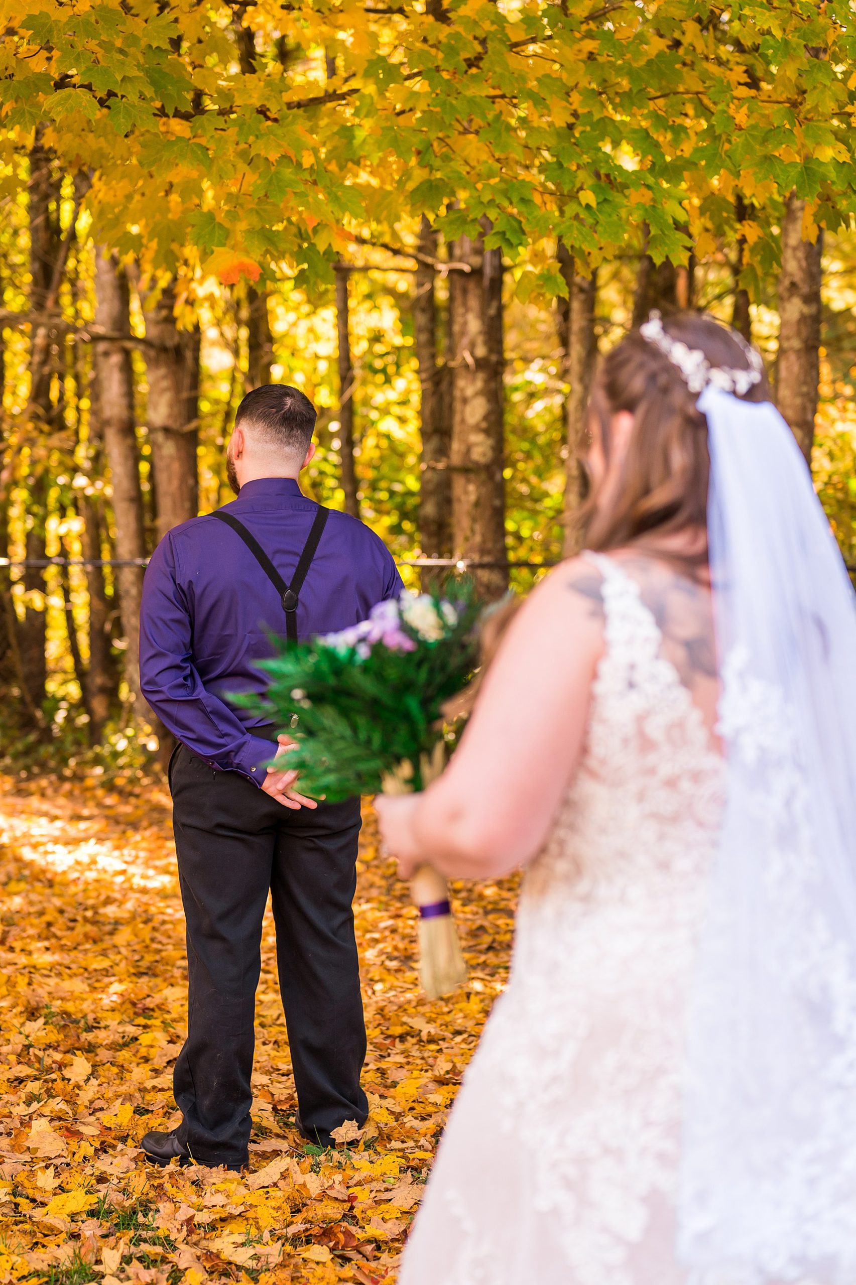 First look between bride and groom 