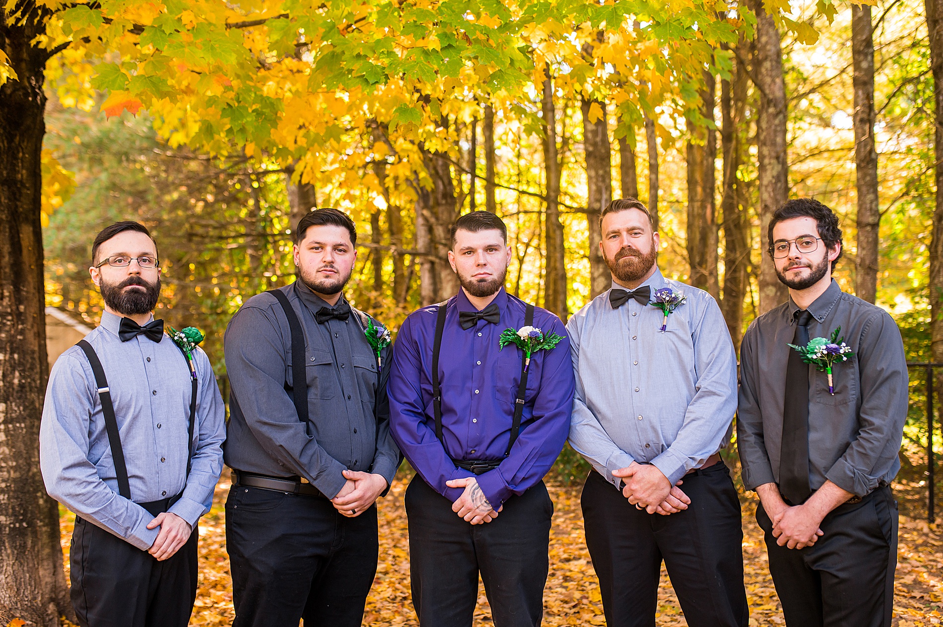 groom and groomsmen before Intimate Backyard Fall Wedding