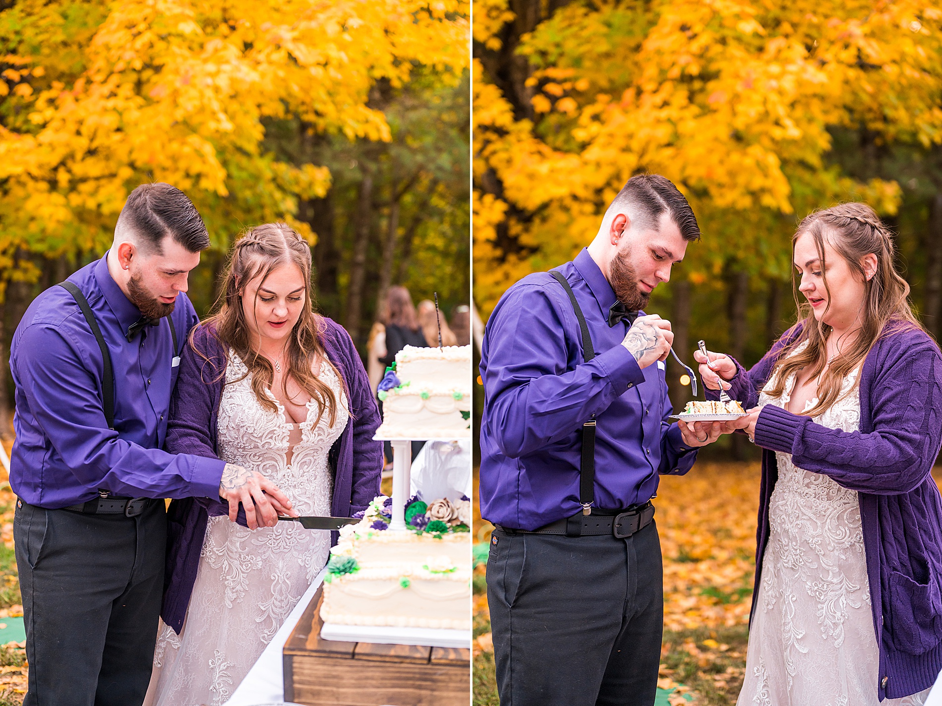 newlyweds cut their cake