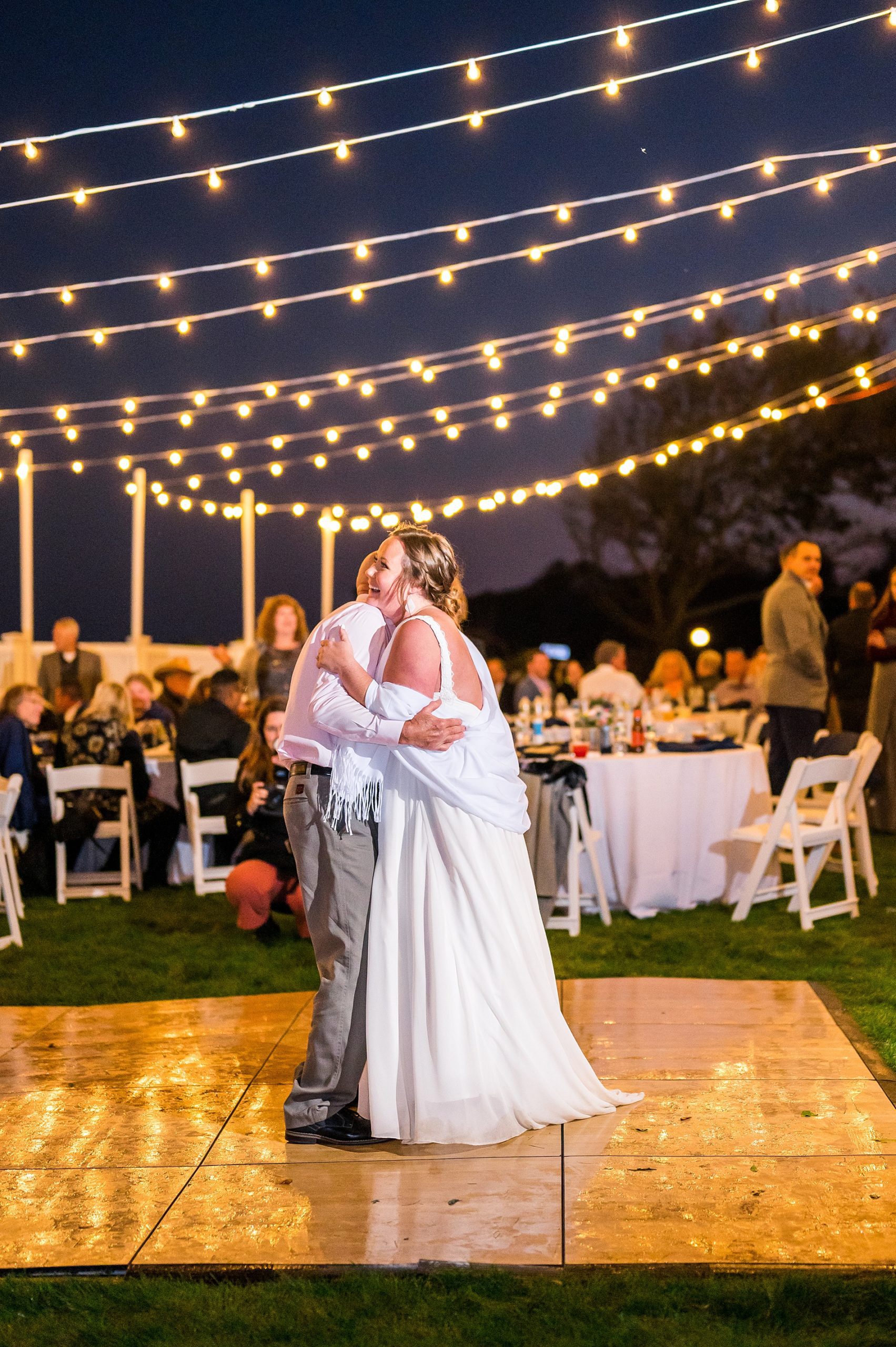 bride dances with her father at Oceanfront Autumn Wedding reception 