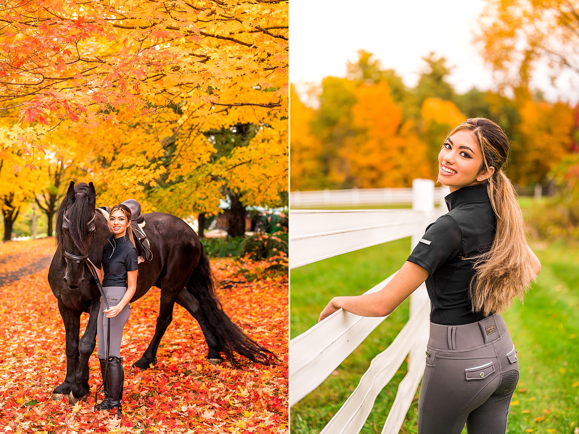 equestrian inspired autumn senior session with vibrant colors 