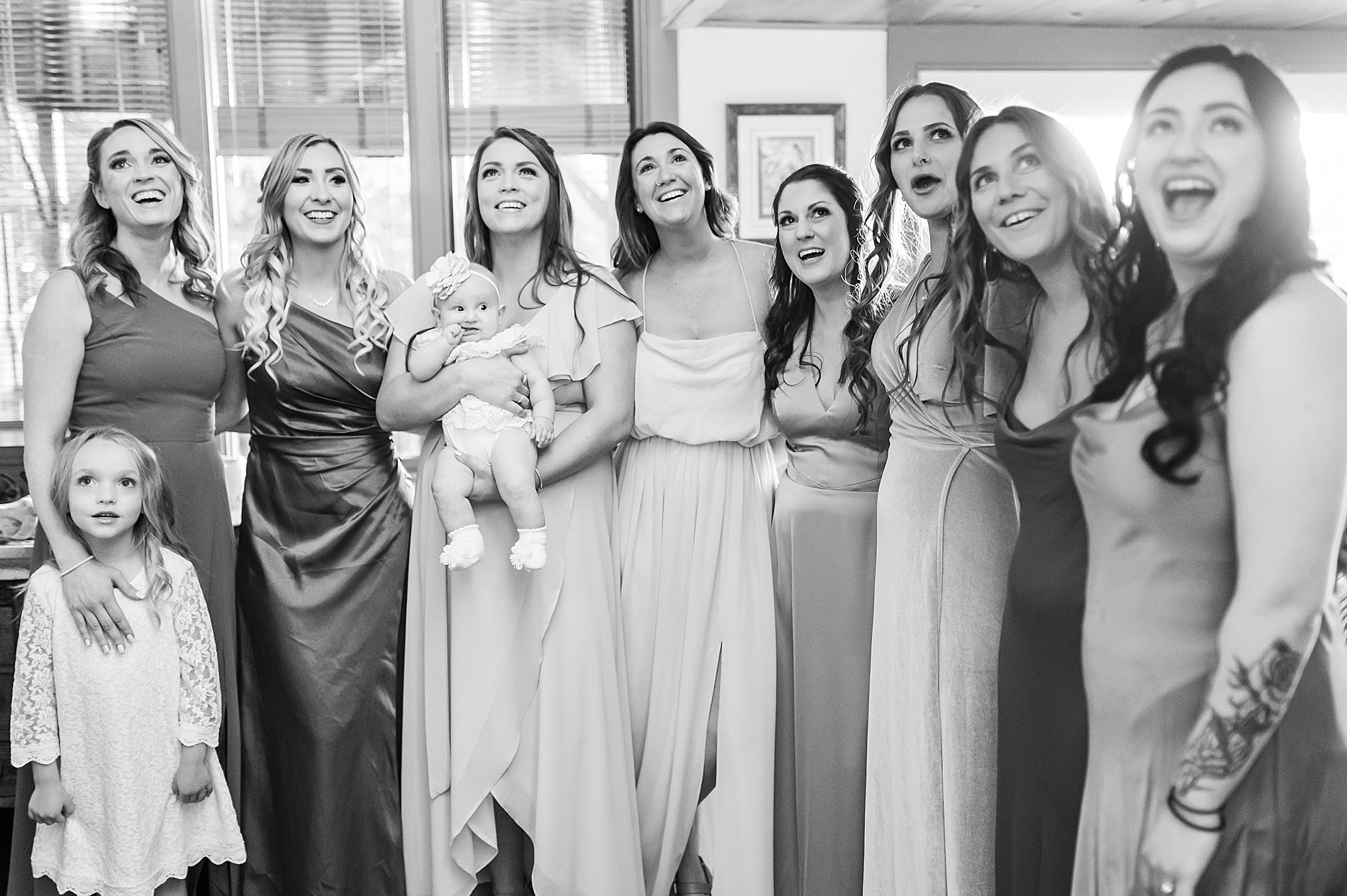 bridesmaids reaction to first look of bride 