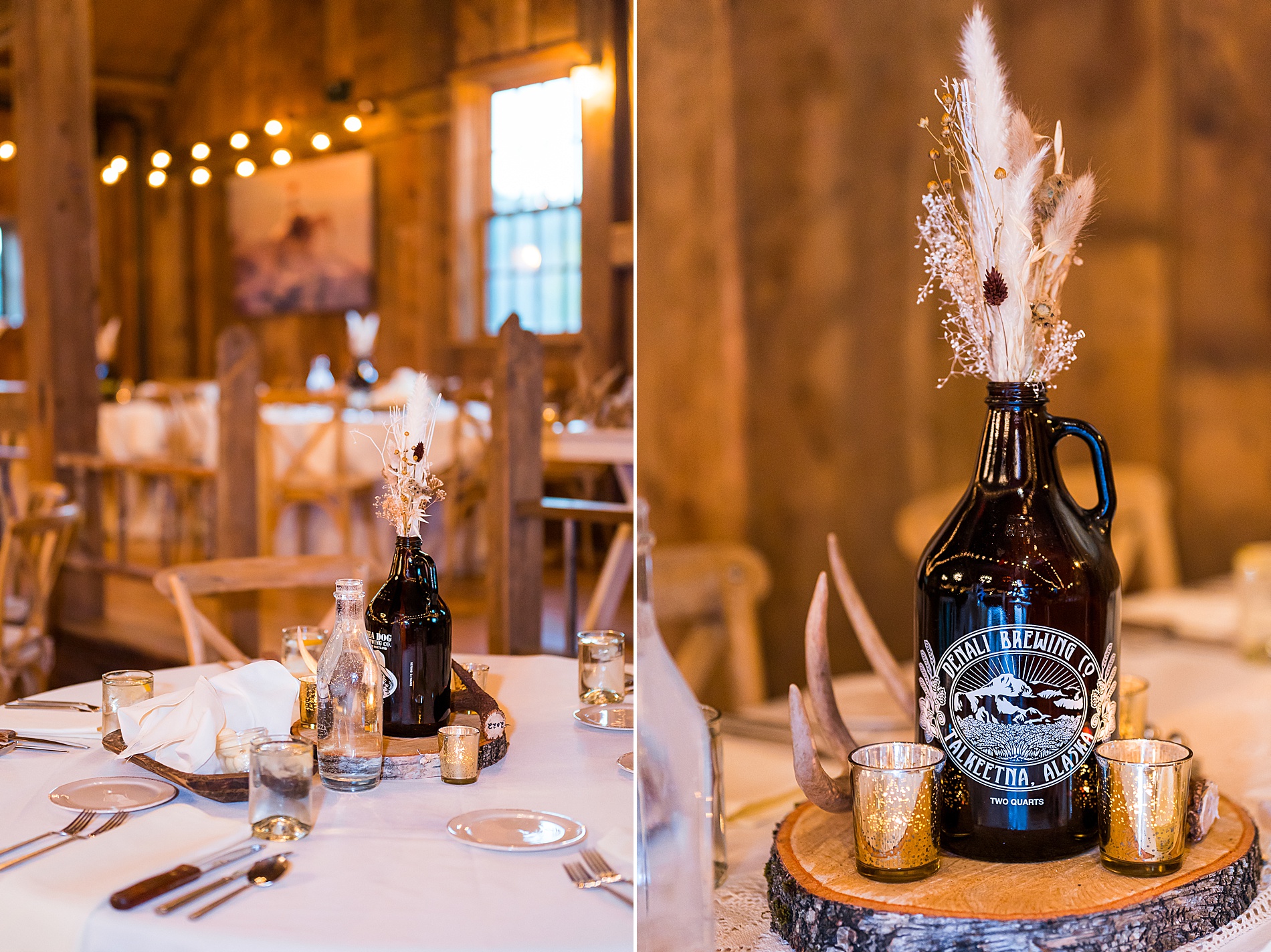personalized table centerpieces using beer growlers 