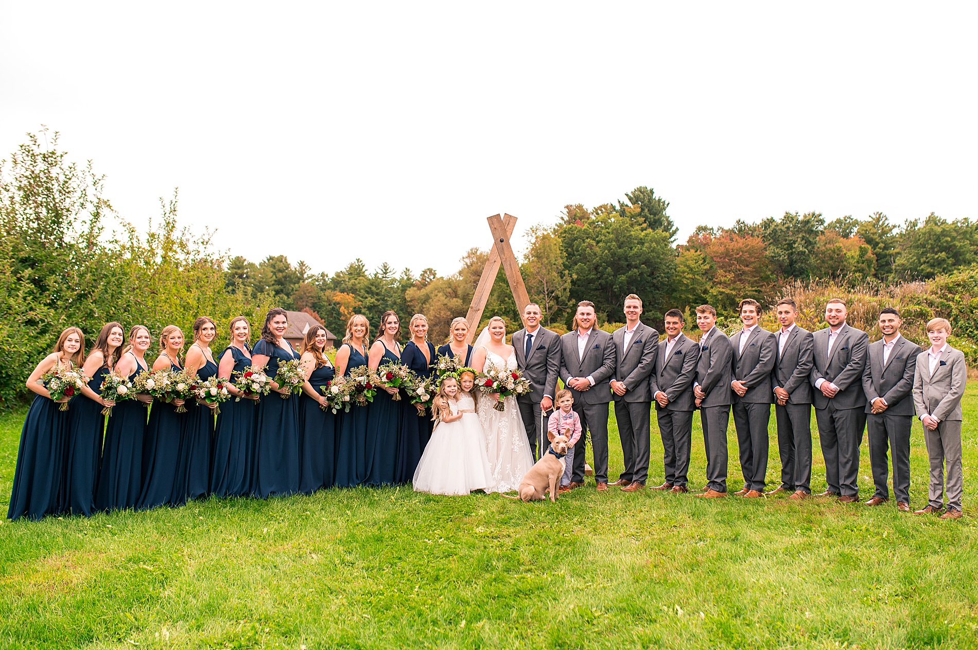 bridal party portraits from Londonderry Historical Society fall Wedding