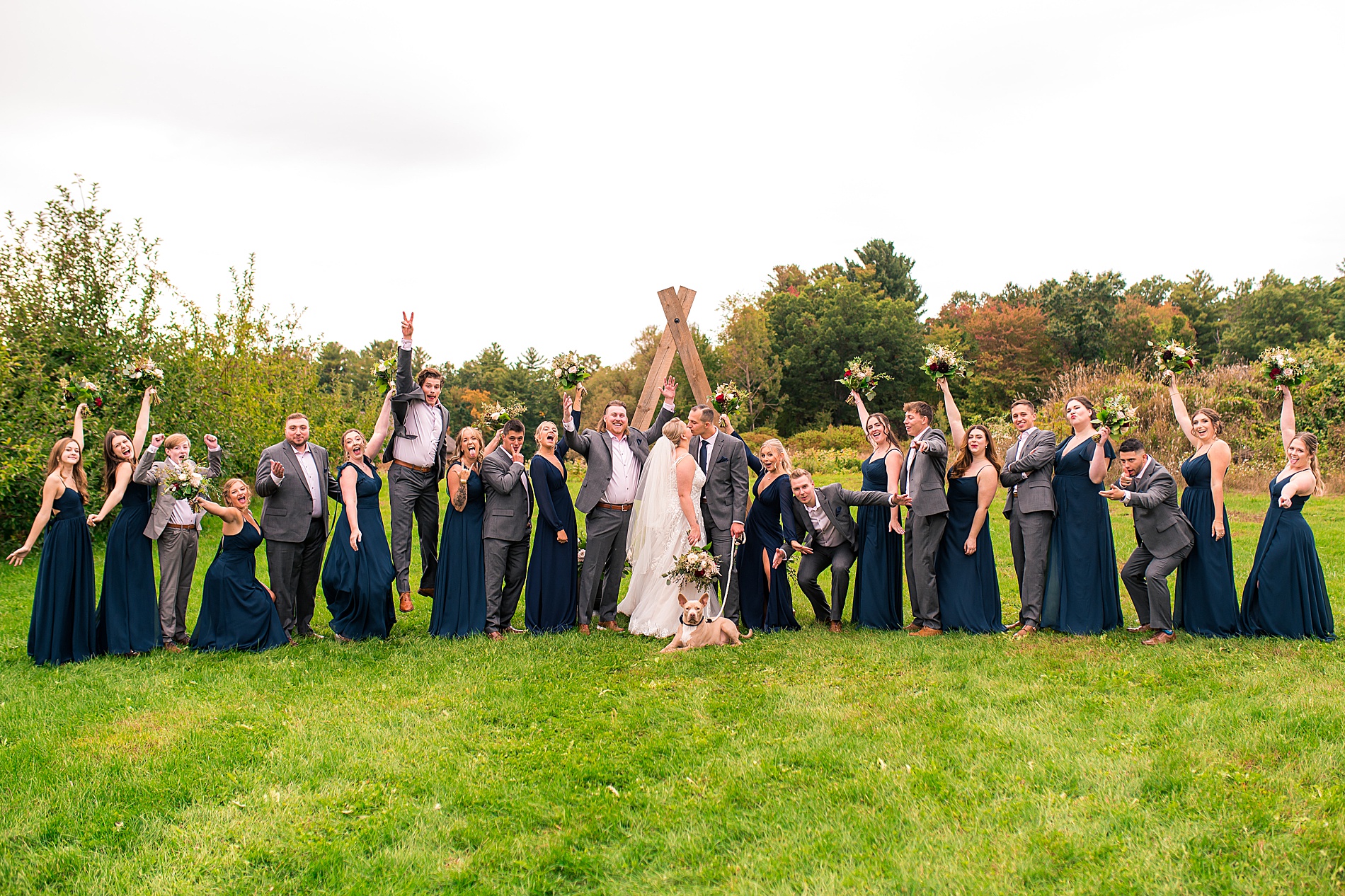 bridal party after Londonderry Historical Society fall Wedding ceremony