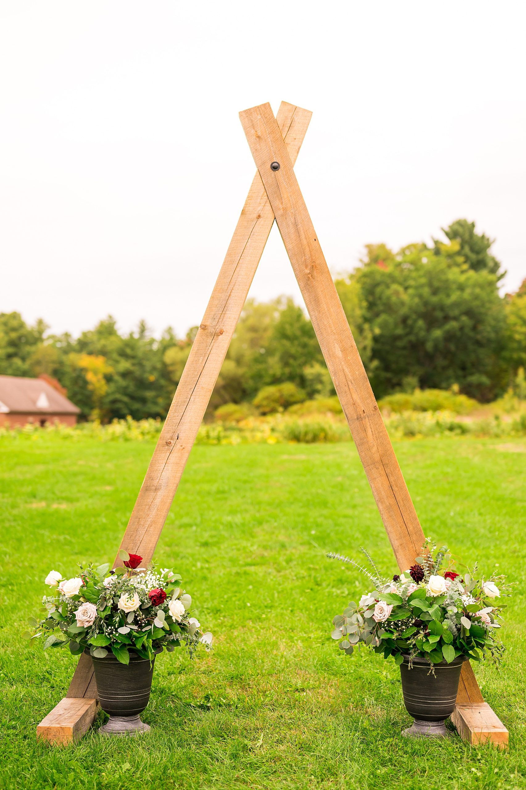 wooden Triangle wedding arch