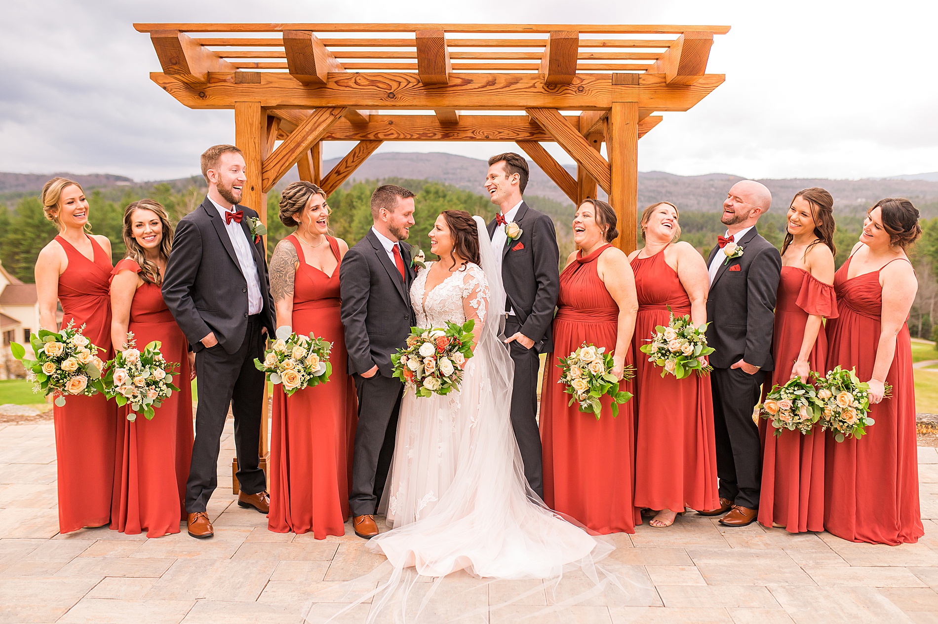 bridal party portraits from Owl's Nest Resort Fall Wedding