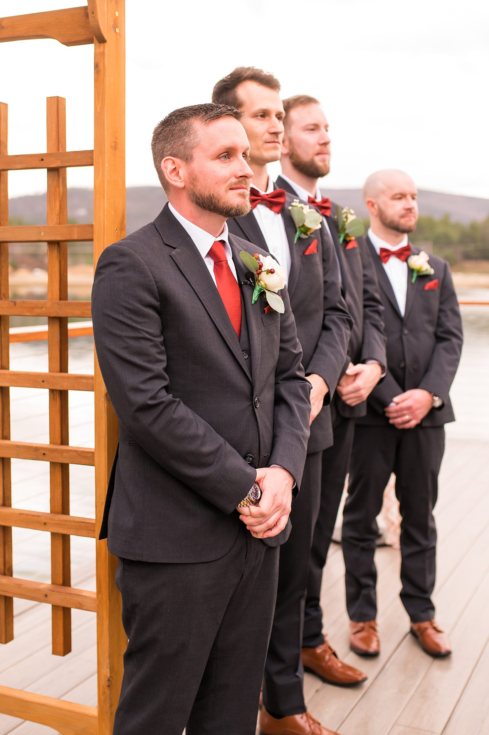 groom waits for bride at altar 