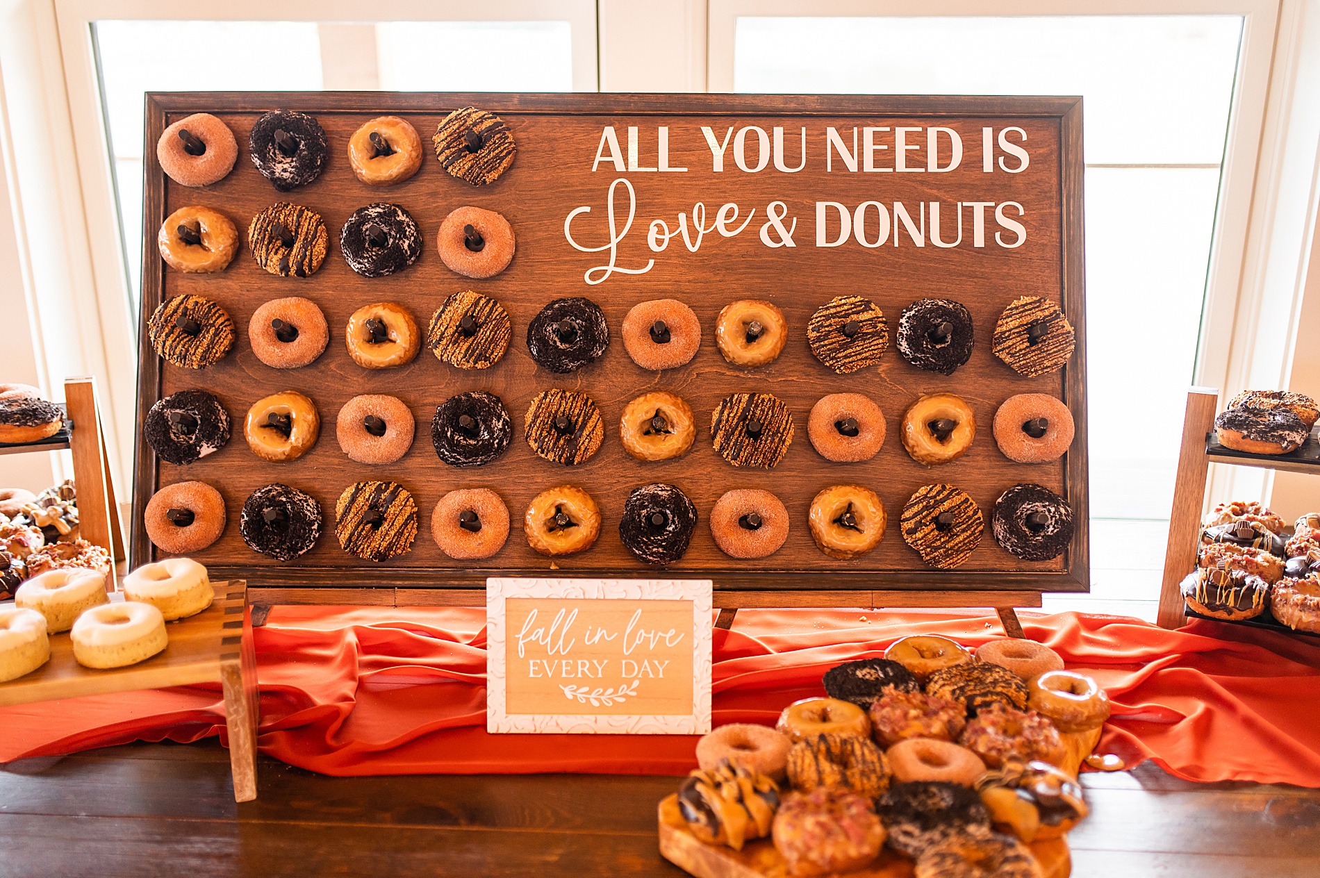 wedding dessert donut board from Owl's Nest Resort Fall Wedding