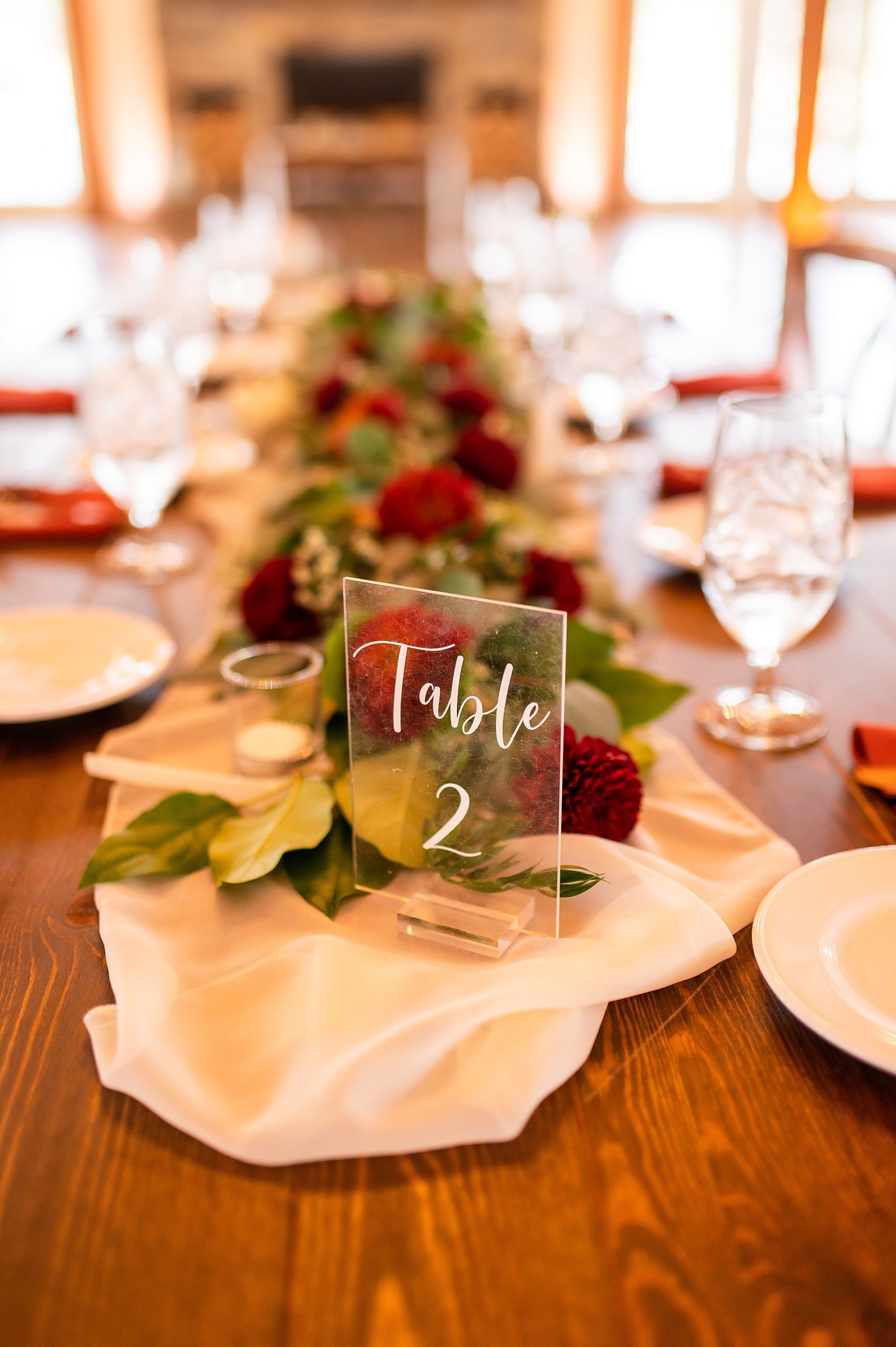 table setting and reception decor