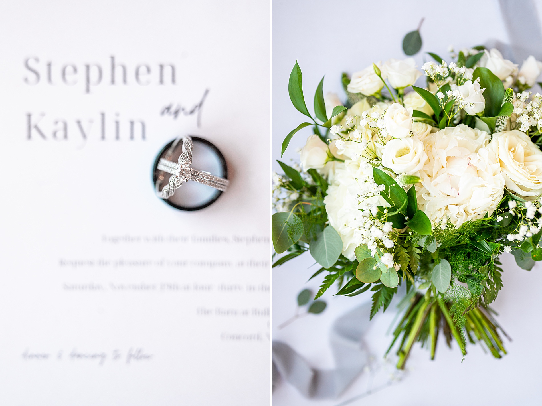 classic white wedding bouquet and details from Concord New Hampshire Wedding at The Barn on Bull Meadow