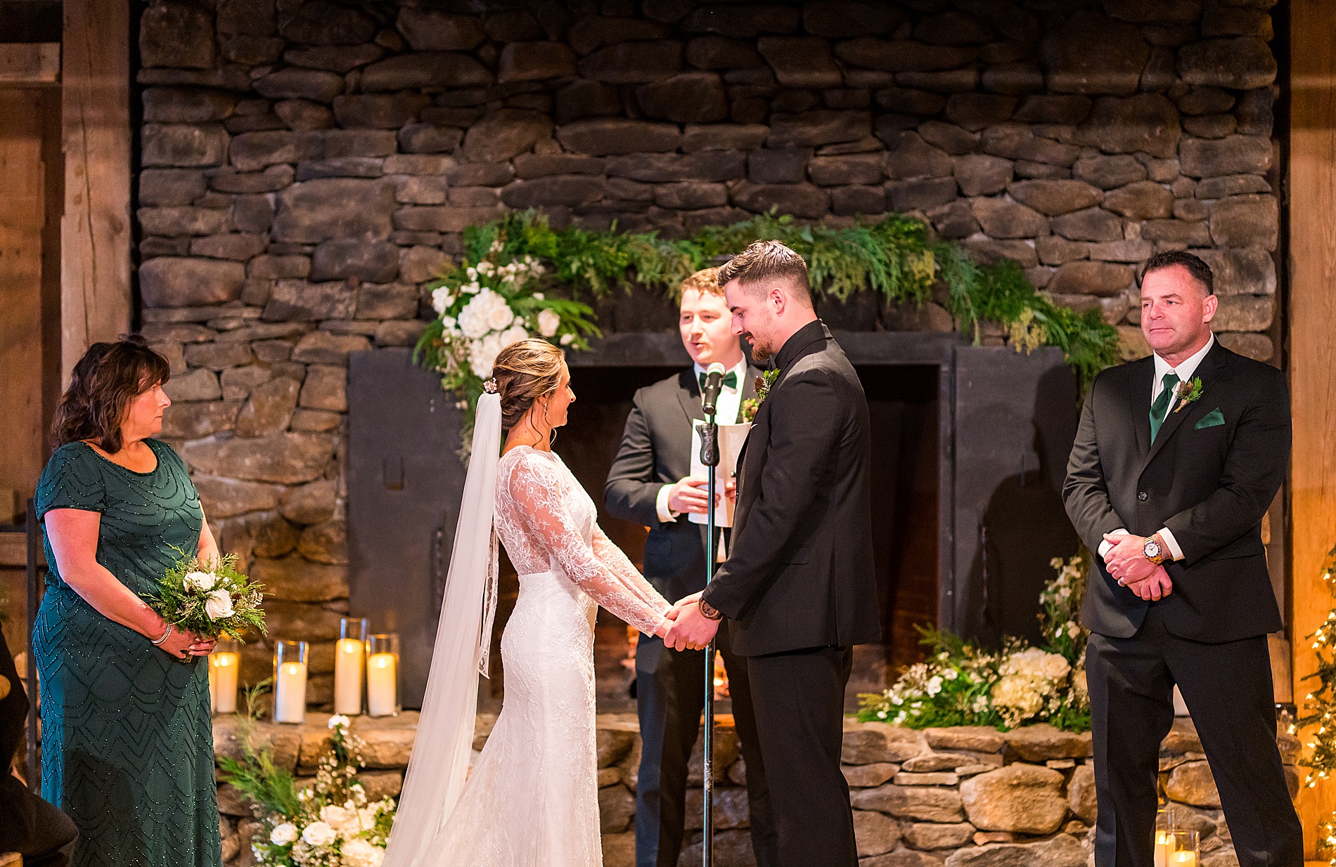 bride and groom exchange vows during ceremony