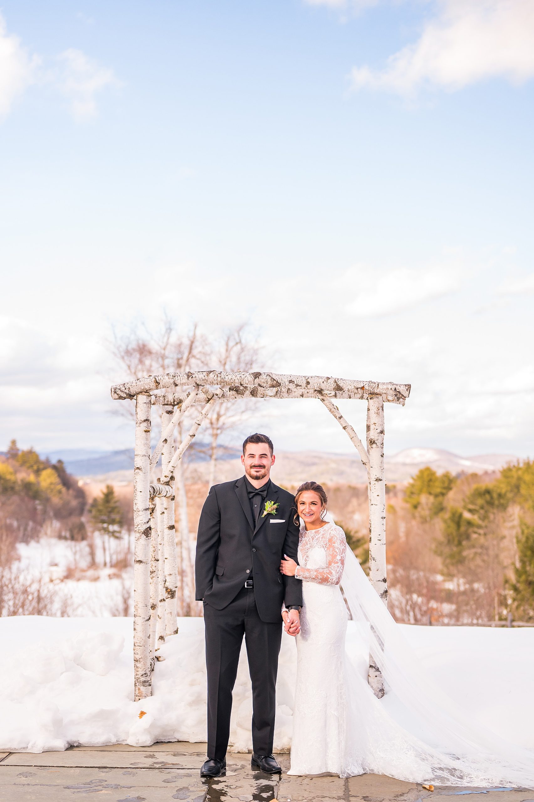wedding portraits overlooking the mountains in Plymouth NH