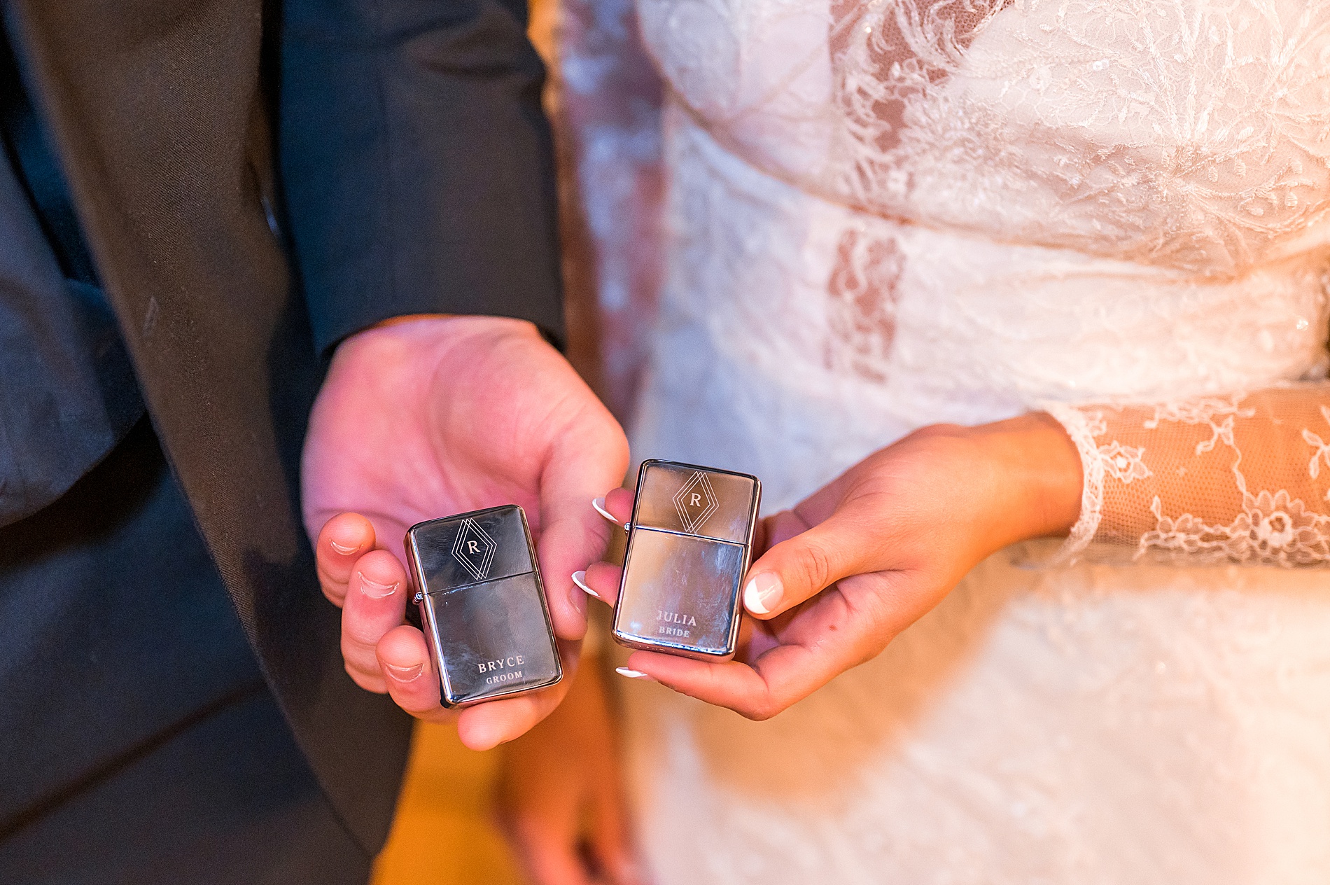 couple's engraved lighters