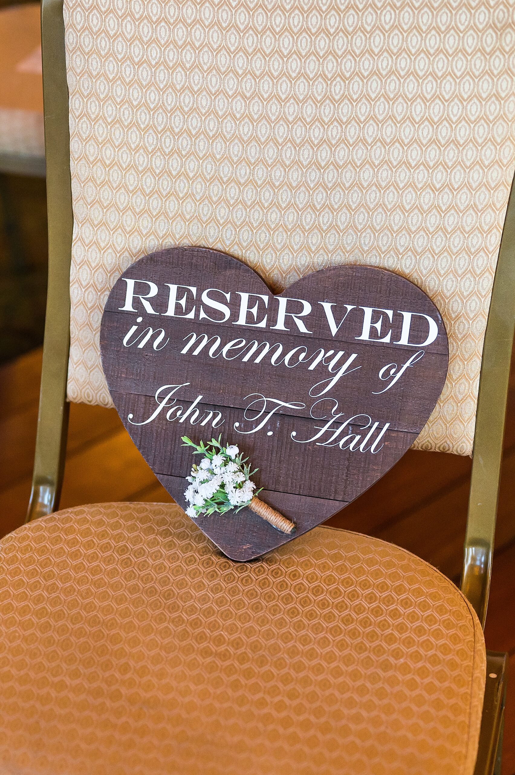 reserved ceremony seat in memory of family member 