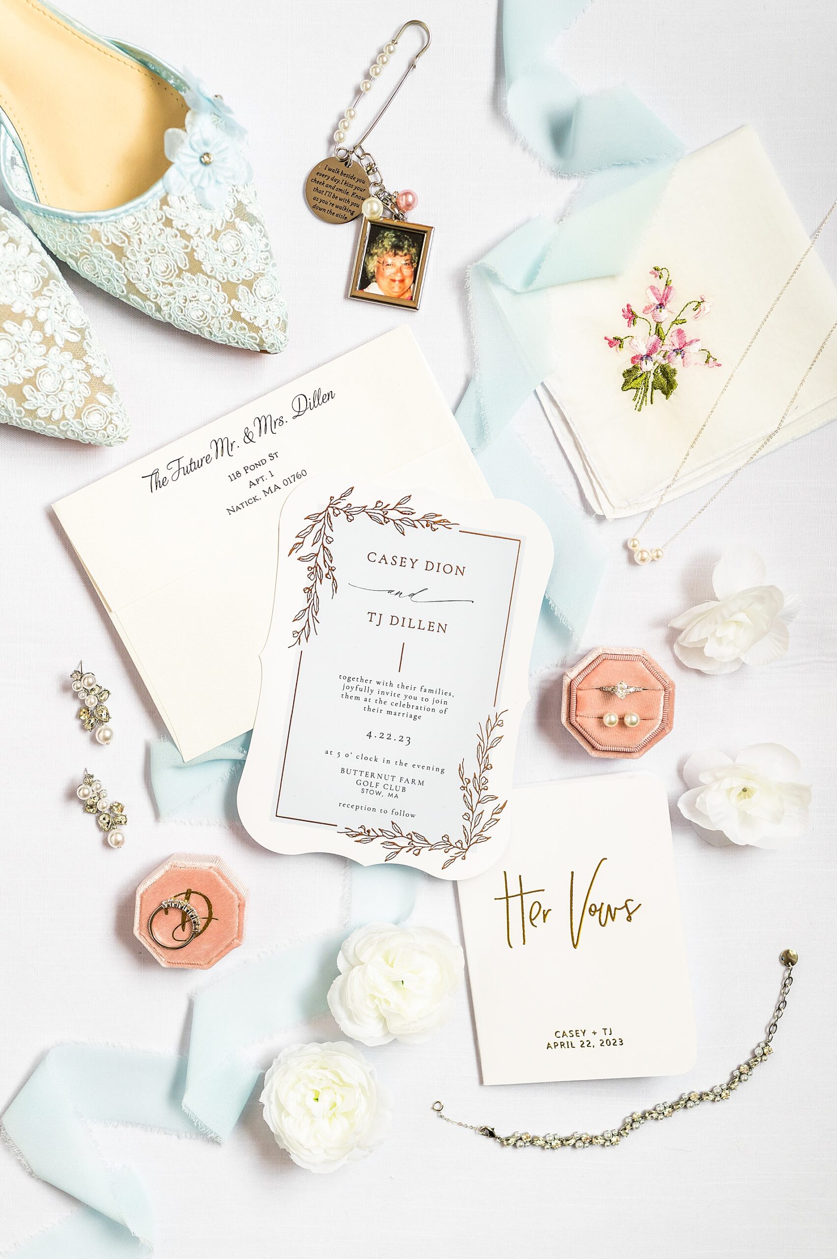 elegant wedding invitations in light blue