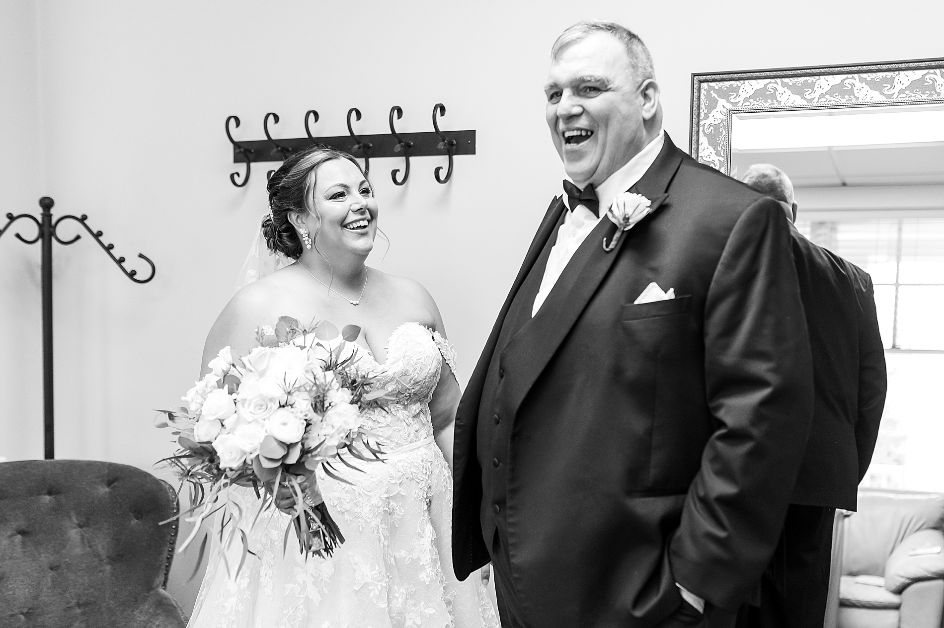 bride and her father share first look