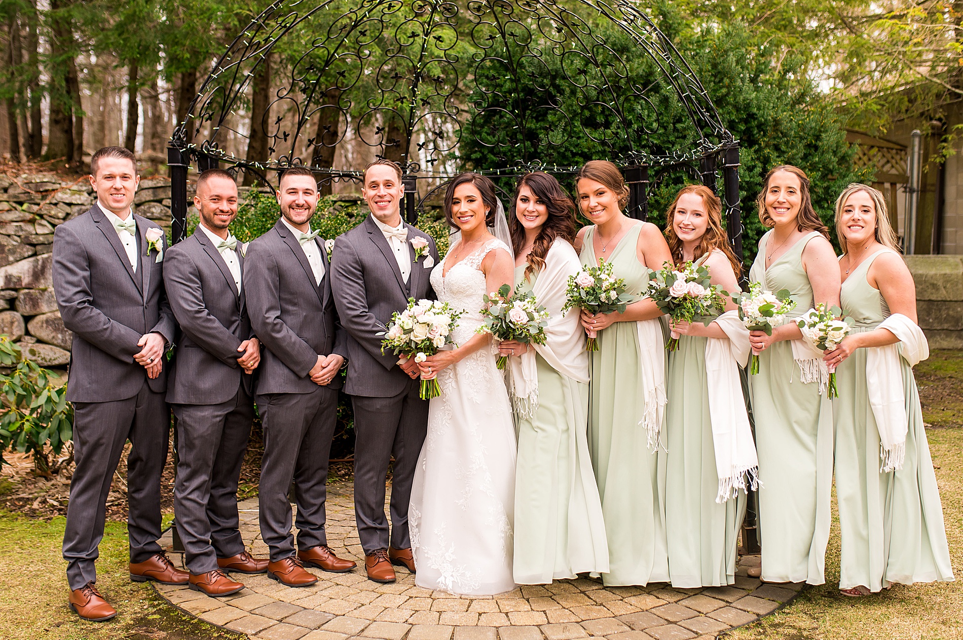 wedding party portraits during spring wedding in New England