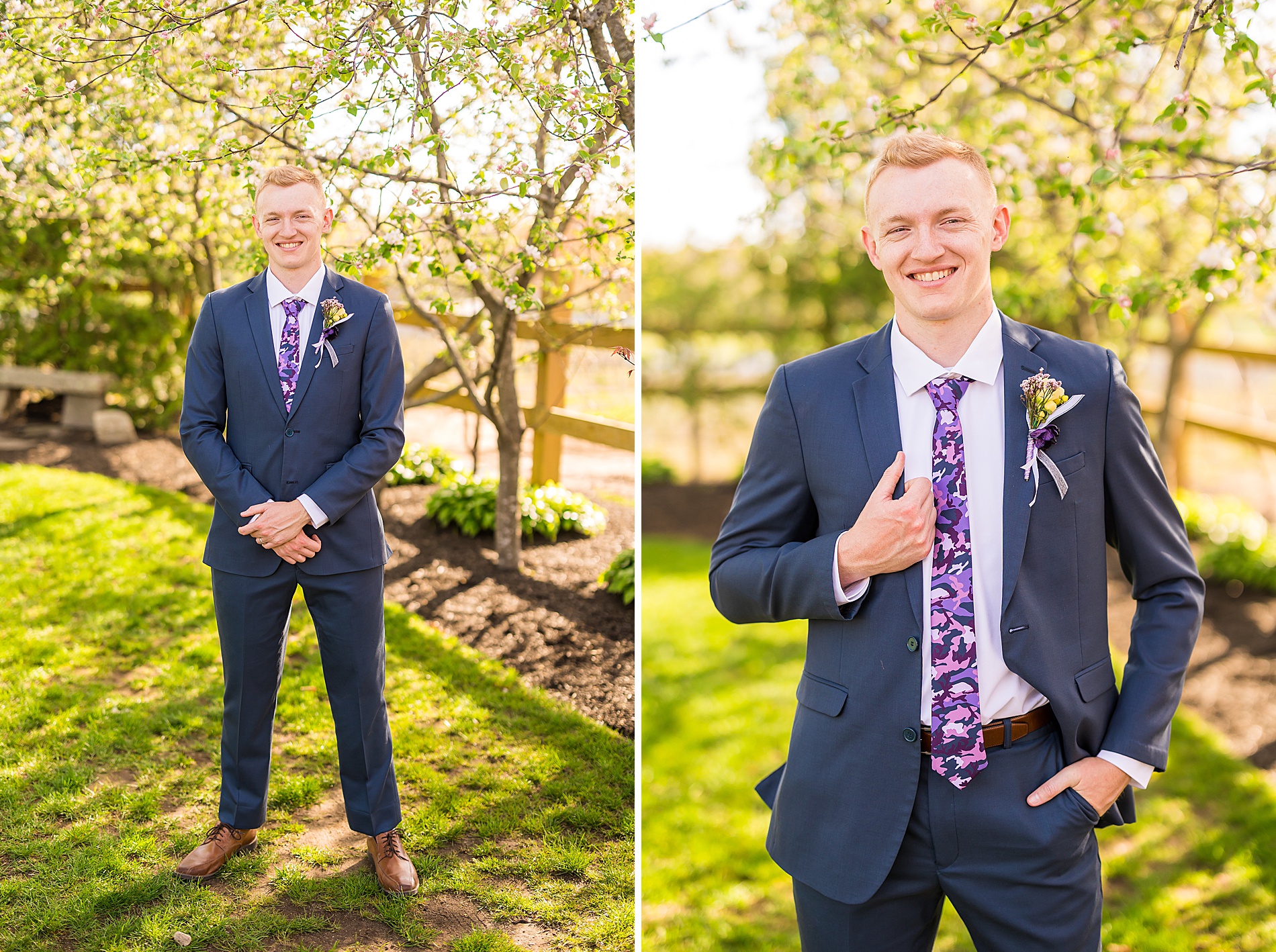groom portraits outside Flag Hill Winery in Lee, NH