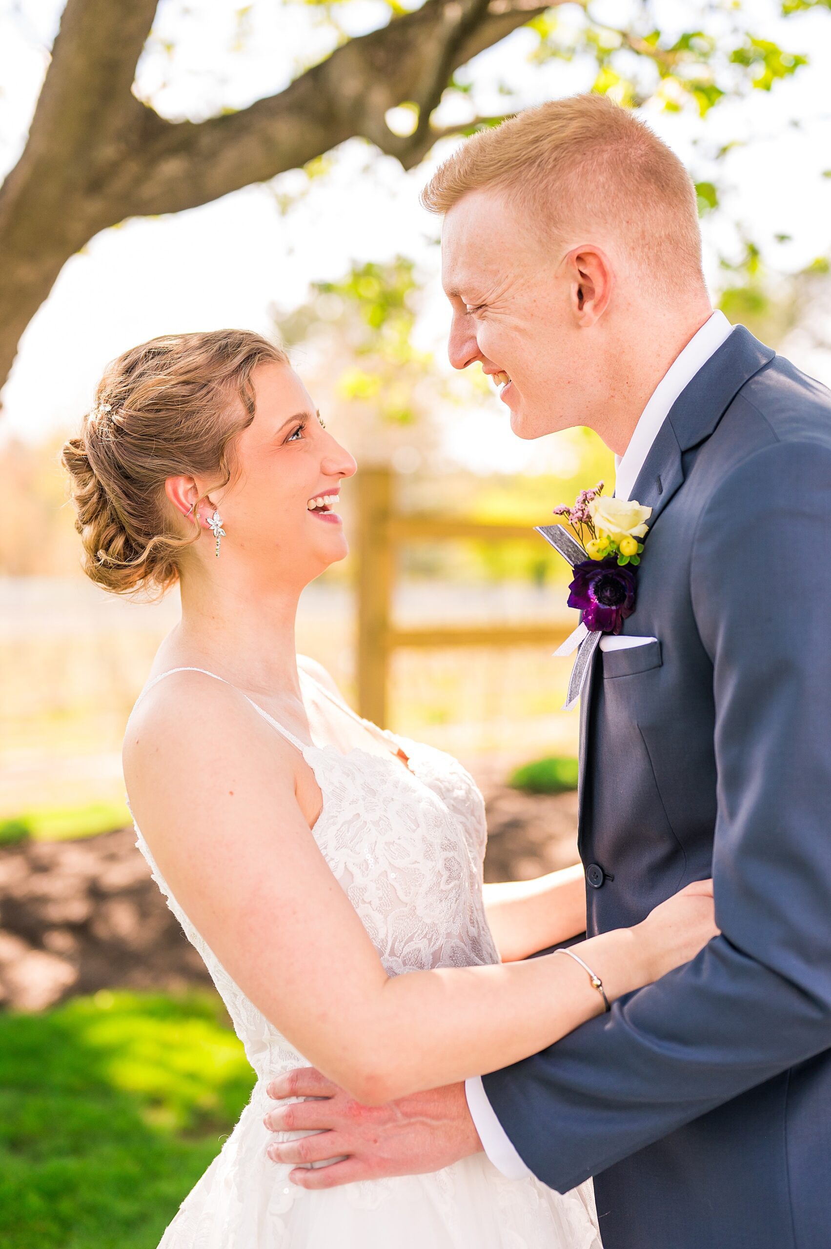 candid wedding portraits from couple's first look