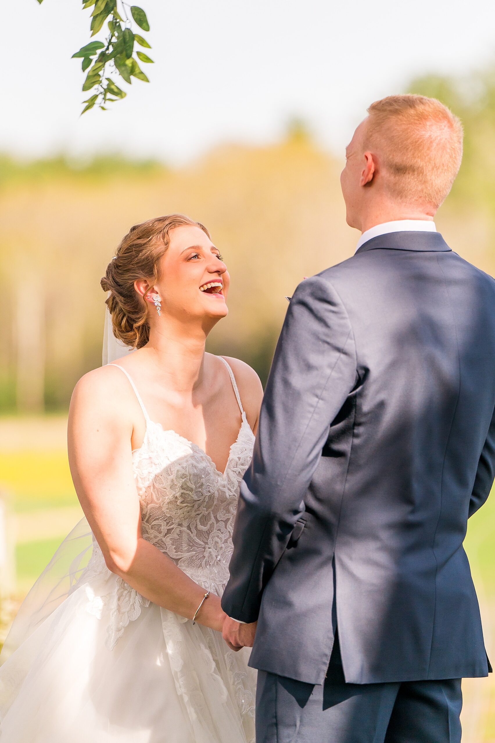 candid portrait of couple sharing intimate moment during first look