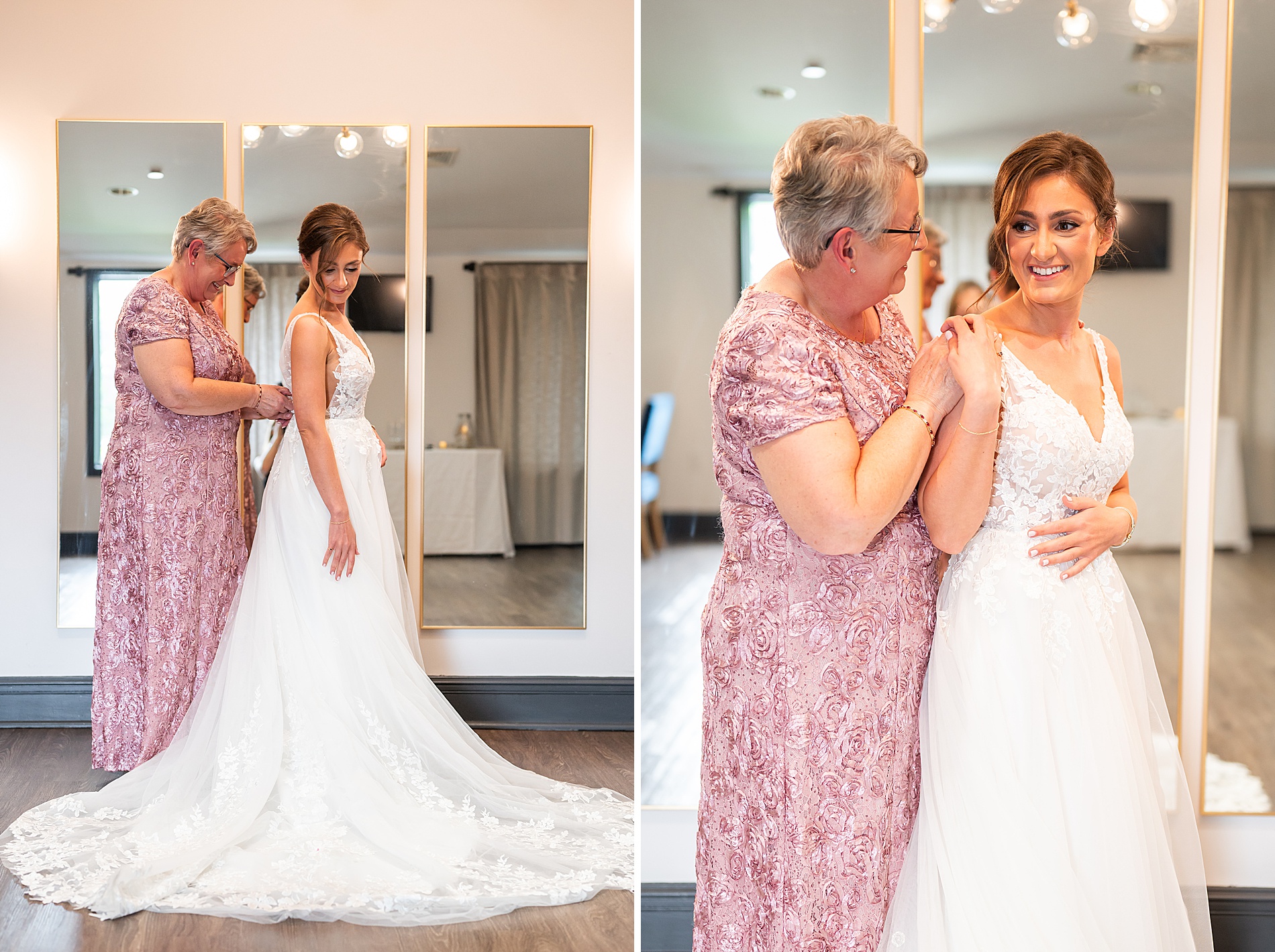  bride getting ready with the help of mother for Summer Wedding at Granite Rose by Wedgewood Weddings