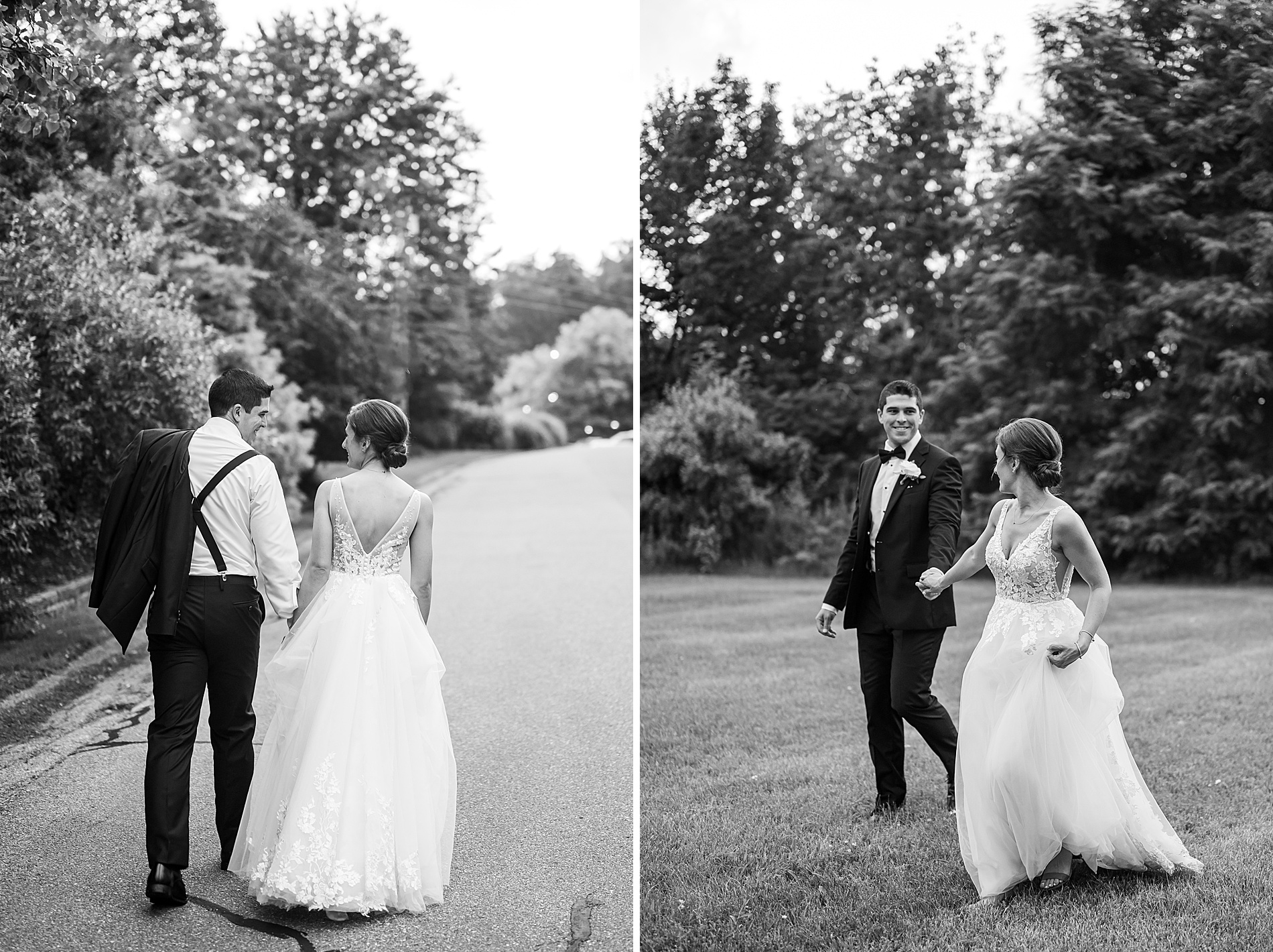 couple explore the grounds of Granite Rose by Wedgewood Weddings