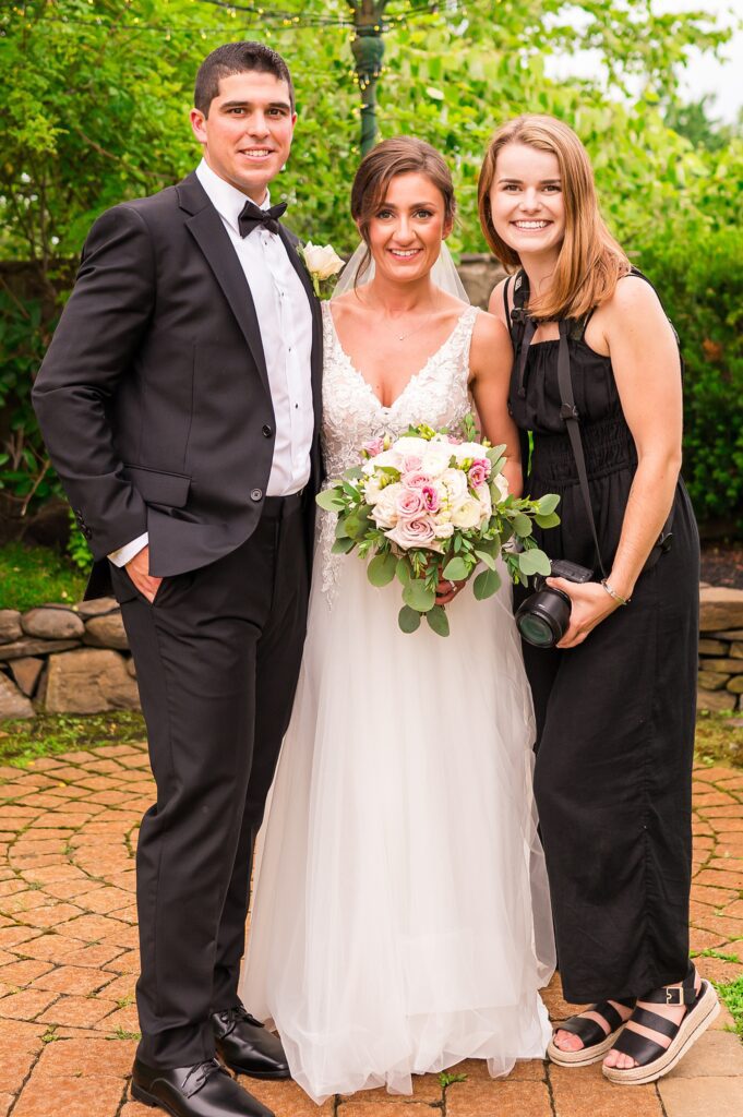 New Hampshire Wedding Photographer with newlyweds at Summer wedding at Granite Rose
